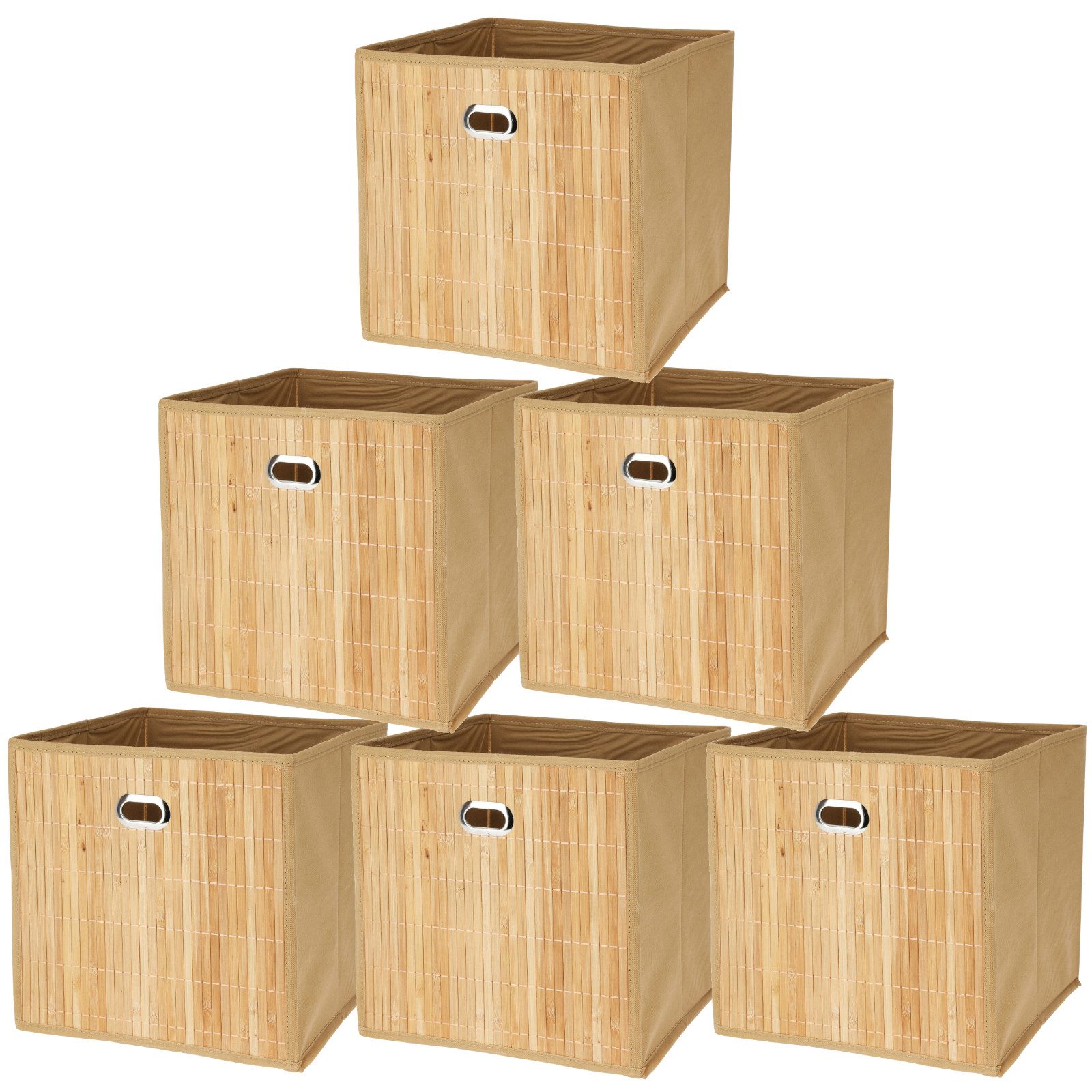 Koopman Aufbewahrungsbox Schrankbox Aufbewahrung 31x31x31cm Bambus faltbar 6er Set (6 St), Flexibel, Hellbraun, Leicht, Faltbar, Aufbewahrungsbox