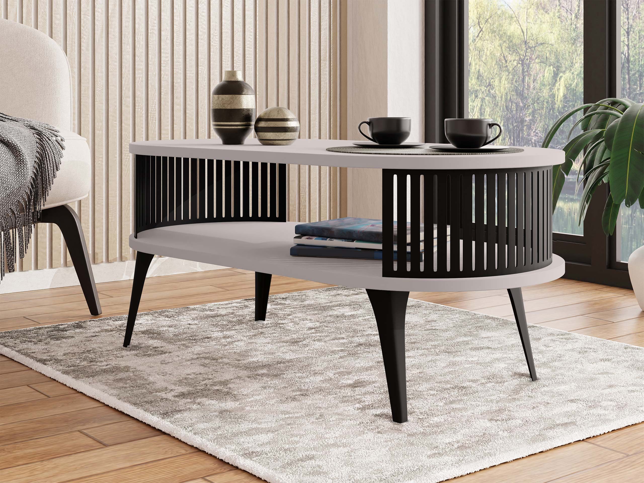 MIRJAN24 Couchtisch Roenni Oval (mit Regal), Beine und Seiten aus Stahl, 10 günstig online kaufen