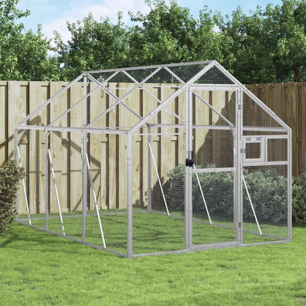 vidaXL Voliere 179 x 3 x 185 m Käfig Gehege Aussen Vogelkäfig Silbern 1,79x3x1,85 m A