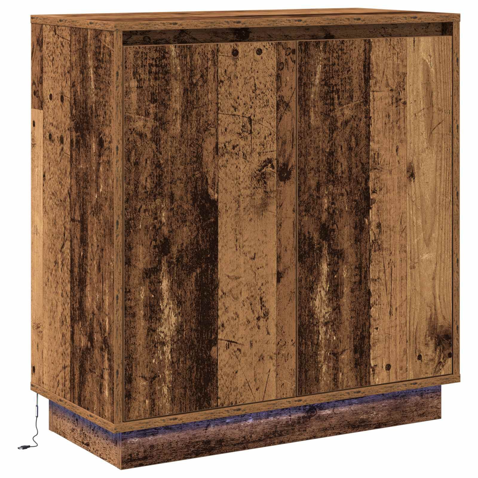 vidaXL Badezimmerspiegelschrank LED-Sideboard Altholz 71 x 34,5 x 75 cm Holzwerkstoff (1-St)