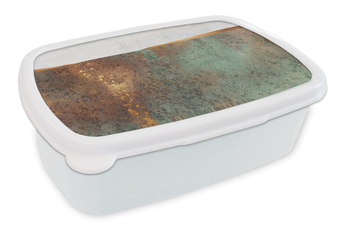 MuchoWow Lunchbox Abstrakt - Luxus - Gold, Kunststoff, (2-tlg), Brotbox für Kinder und Erwachsene, Brotdose, für Jungs und Mädchen weiß