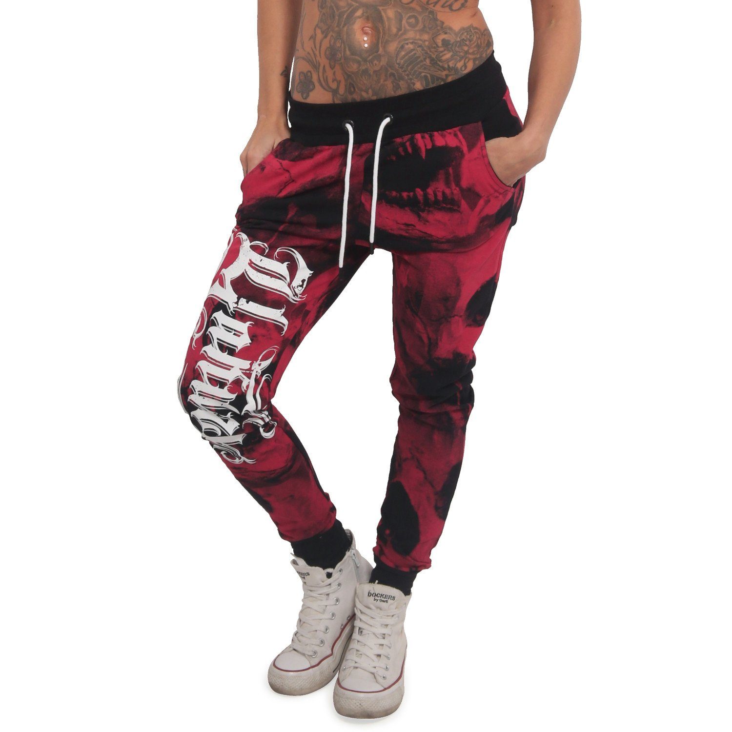 Jogginghose Allover Jerseystoff aus YAKUZA leichtem Skull