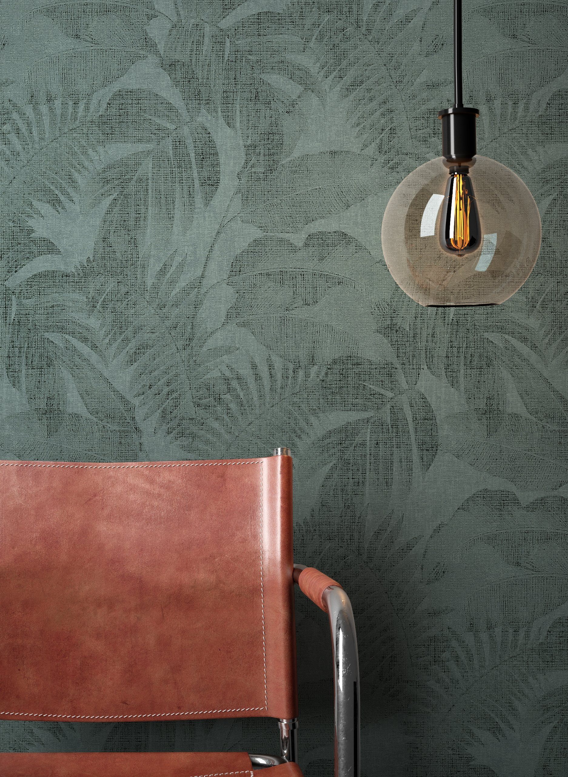 Newroom Vliestapete, Grün Tapete Dschungel Floral - Blumentapete Mustertape günstig online kaufen