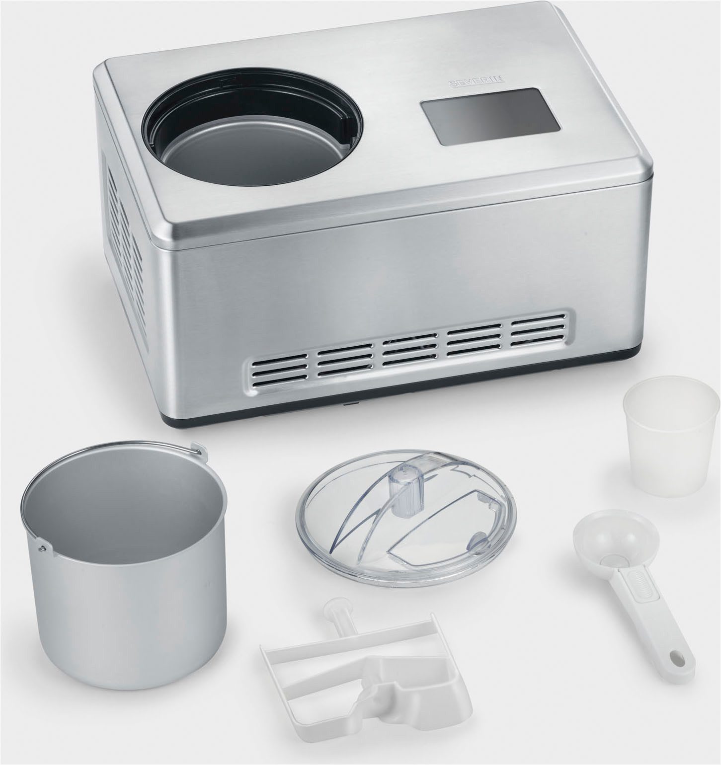 Severin Eismaschine EZ 7405, 2 l, 180 W, 2l Kapazität, Aktivkühlung durch Kompressor, schnelle Zubereitung