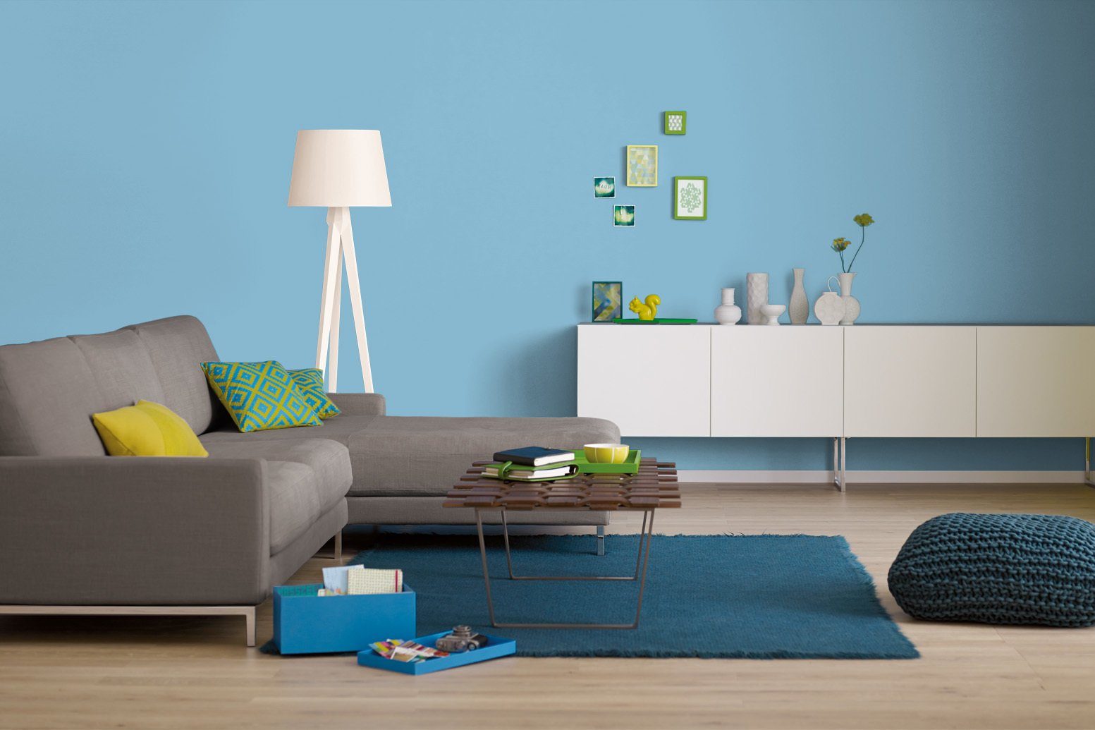 Wand- Deckenfarbe Farbrezepte 2,5 Liter matt, und Luftschloss, Alpina Himmelblau, Frisches