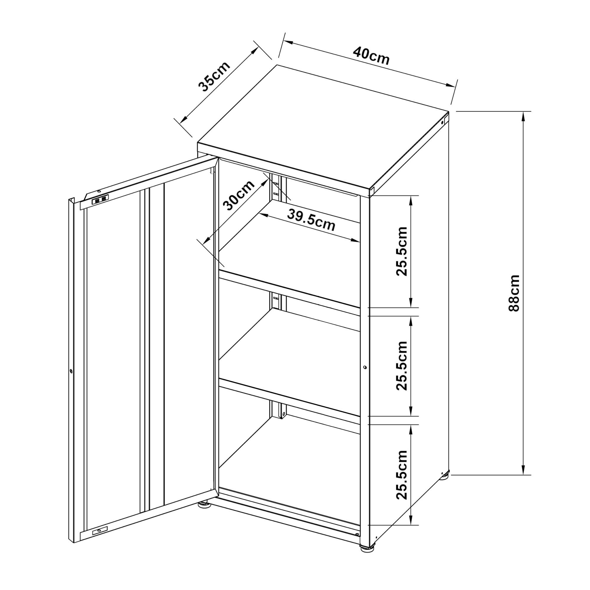 en.casa Mehrzweckschrank »Burlöv« mit 1 Tür und 2 Ablagen 88x40x35 cm Blau – Bild 4 von 5