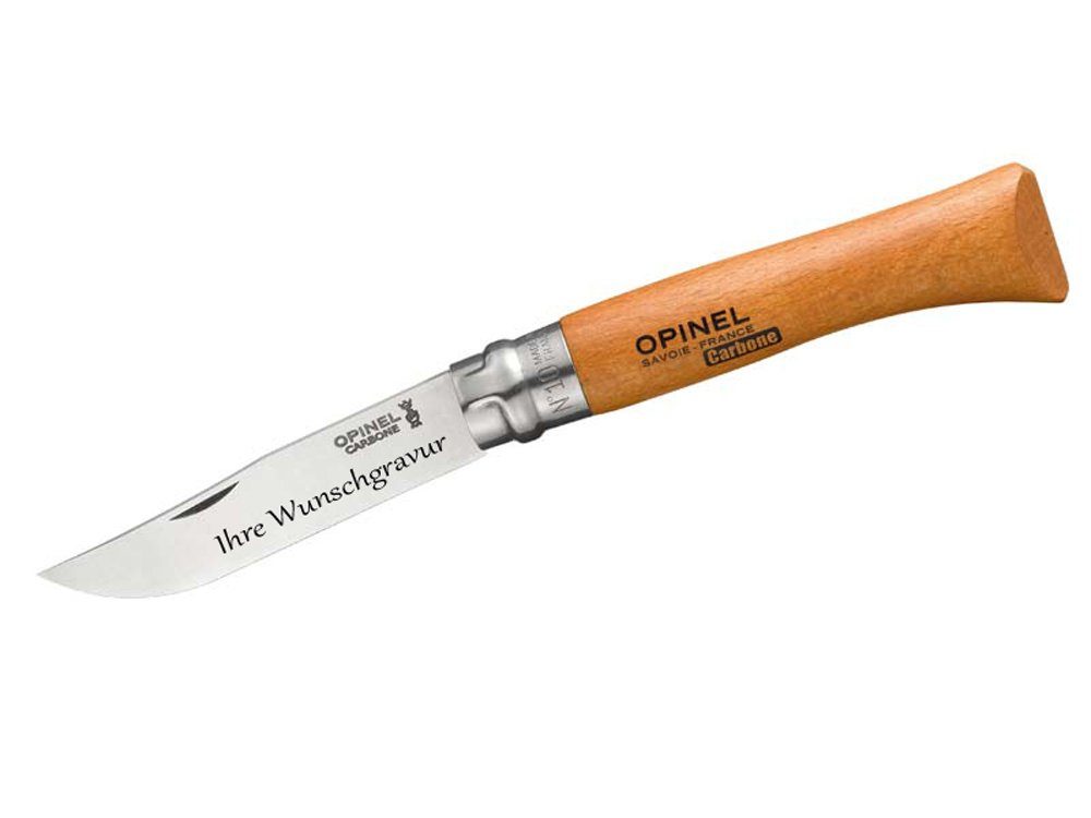 Opinel Taschenmesser No 10, Buche, Carbon, mit Namensgravur