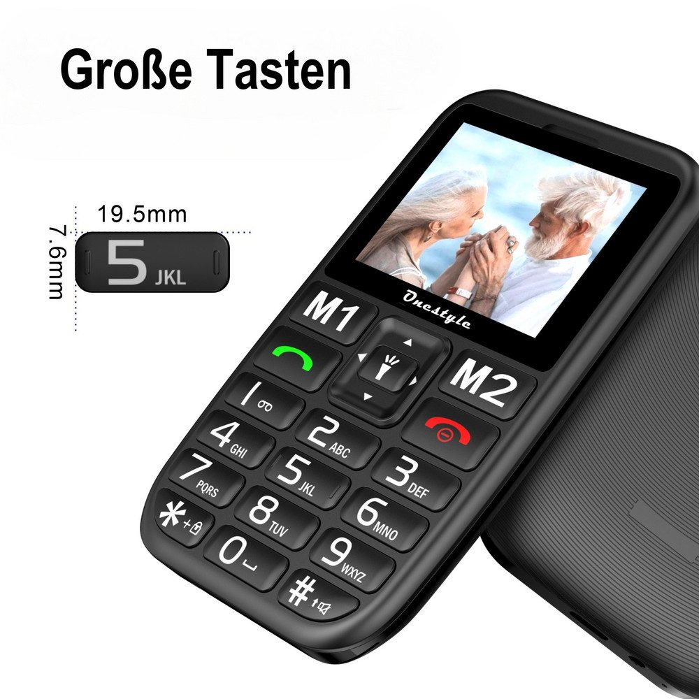 Onestyle Silver One Seniorenhandy mit Dual-SIM Seniorenhandy (Große Tasten, 2,4 Zoll QVGA-Farbdisplay, SOS-Taste)
