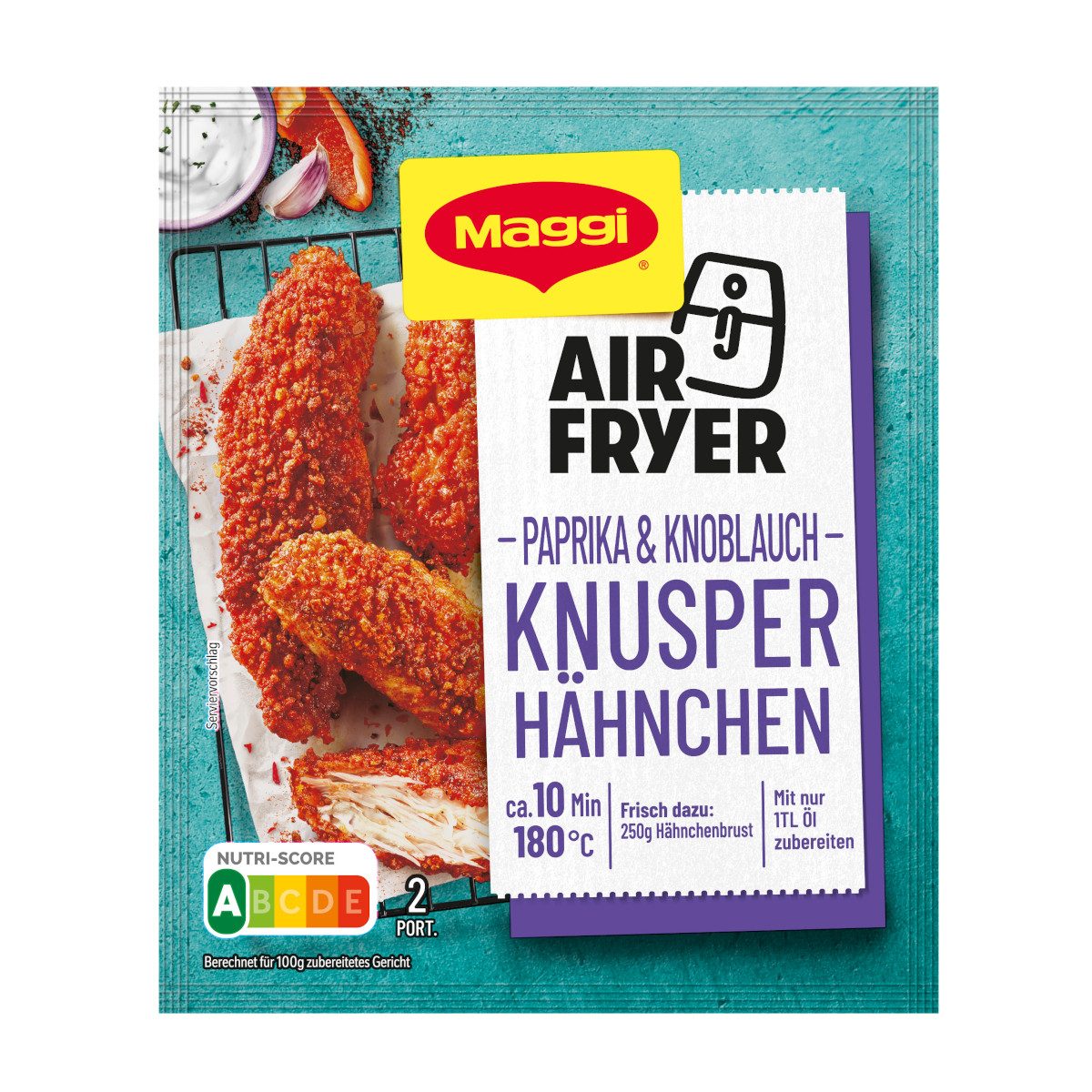 MAGGI Gewürz, Maggi Fix Airfryer Knusper Hähnchen Paprika Knoblauch Würzmischung 39g