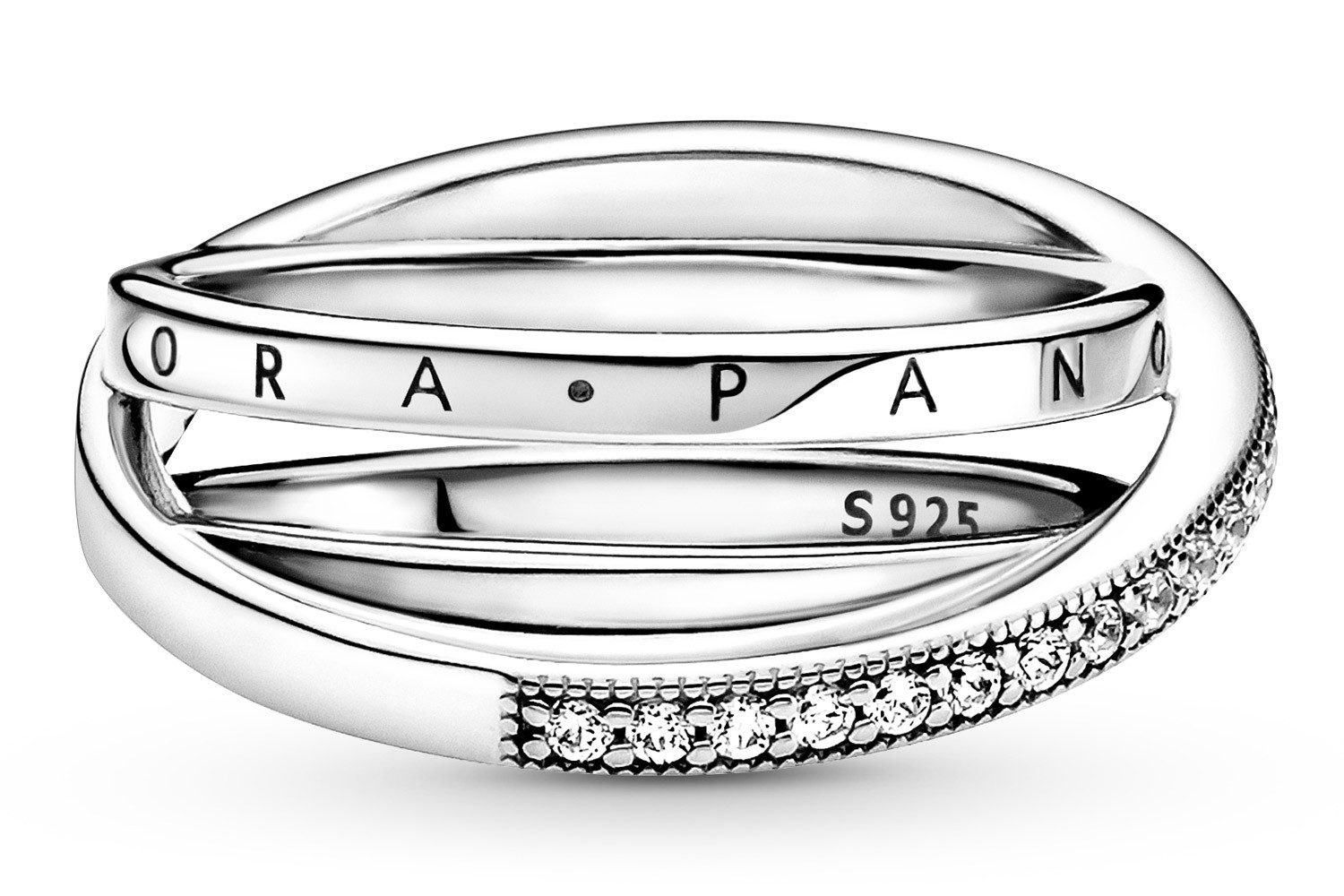 Pandora Silberring Damen-Silber Dreifach Gete Pavé Schienen günstig online kaufen