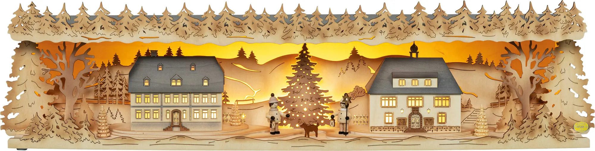 Tietze Erzgebirgsdesign LED Schwibbogen Erhöhung Seiffener Dorf exklusiv, 76x18,5x15 cm (BxHxT)