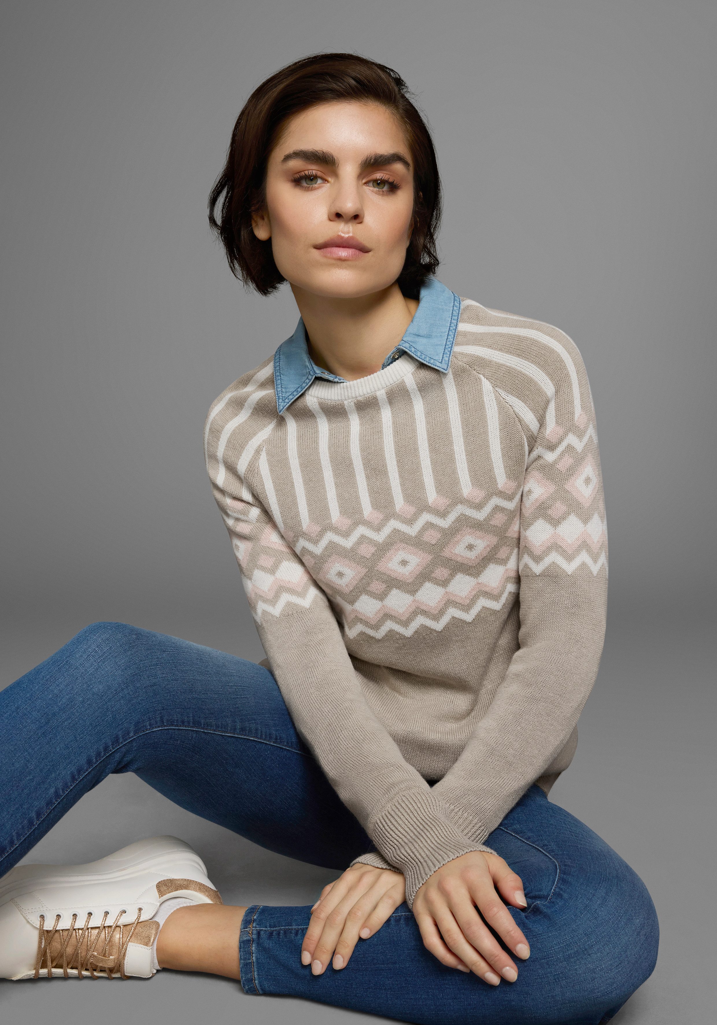 AJC Jacquardpullover mit Norwegermuster in verschiedenen Farbvarianten