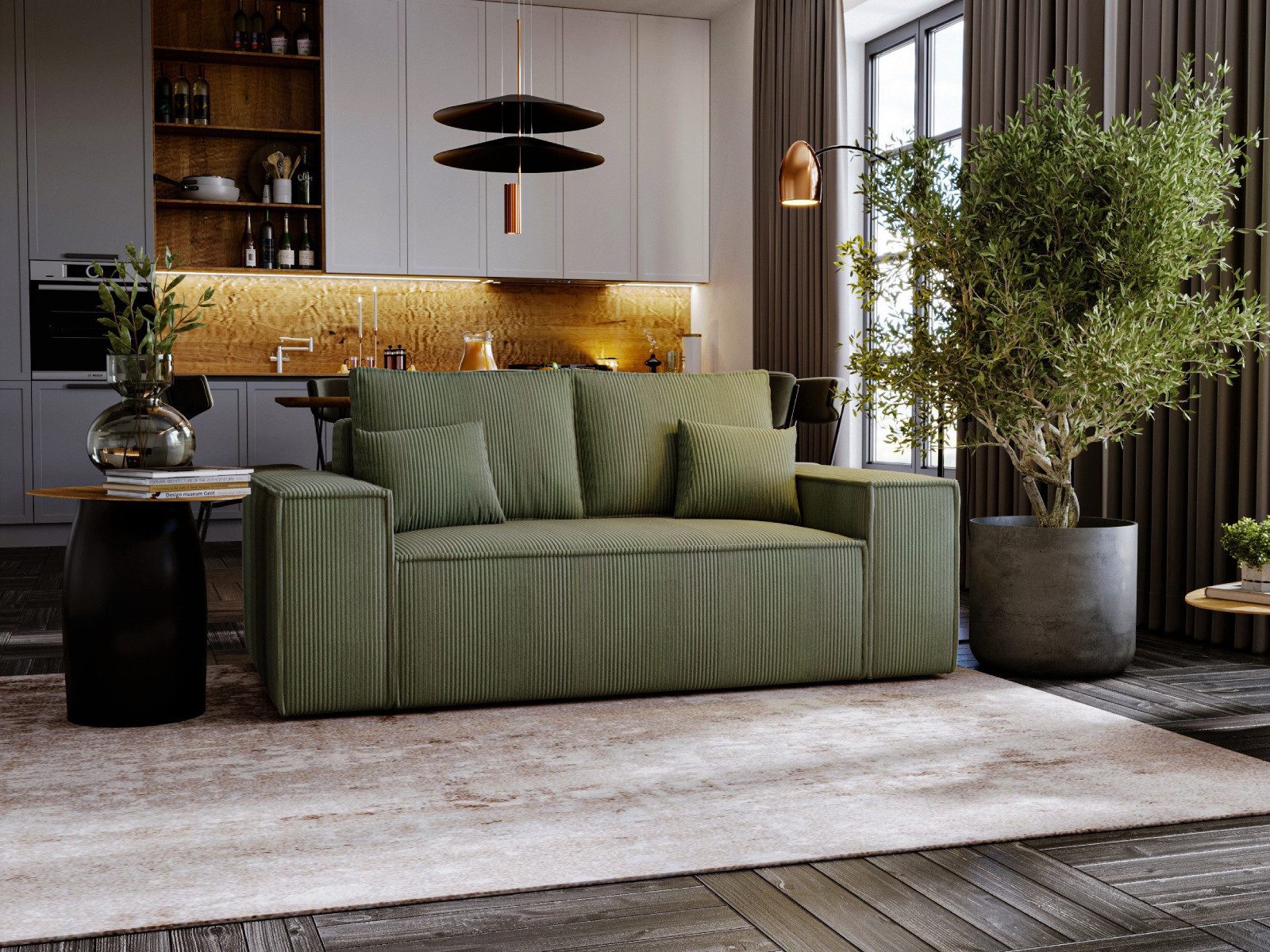 yourhouse24 Sofa Olimpia Small 188 cm, Cord, mit Bettkasten & Schlaffunktion, mit Bettfunktion