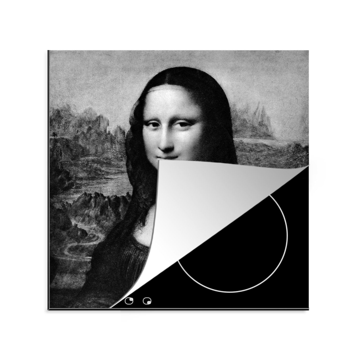 MuchoWow Herdblende-/Abdeckplatte Mona cm, Vinyl, Lisa küche da tlg), Ceranfeldabdeckung, 78x78 - für Vinci, (1 Arbeitsplatte Leonardo
