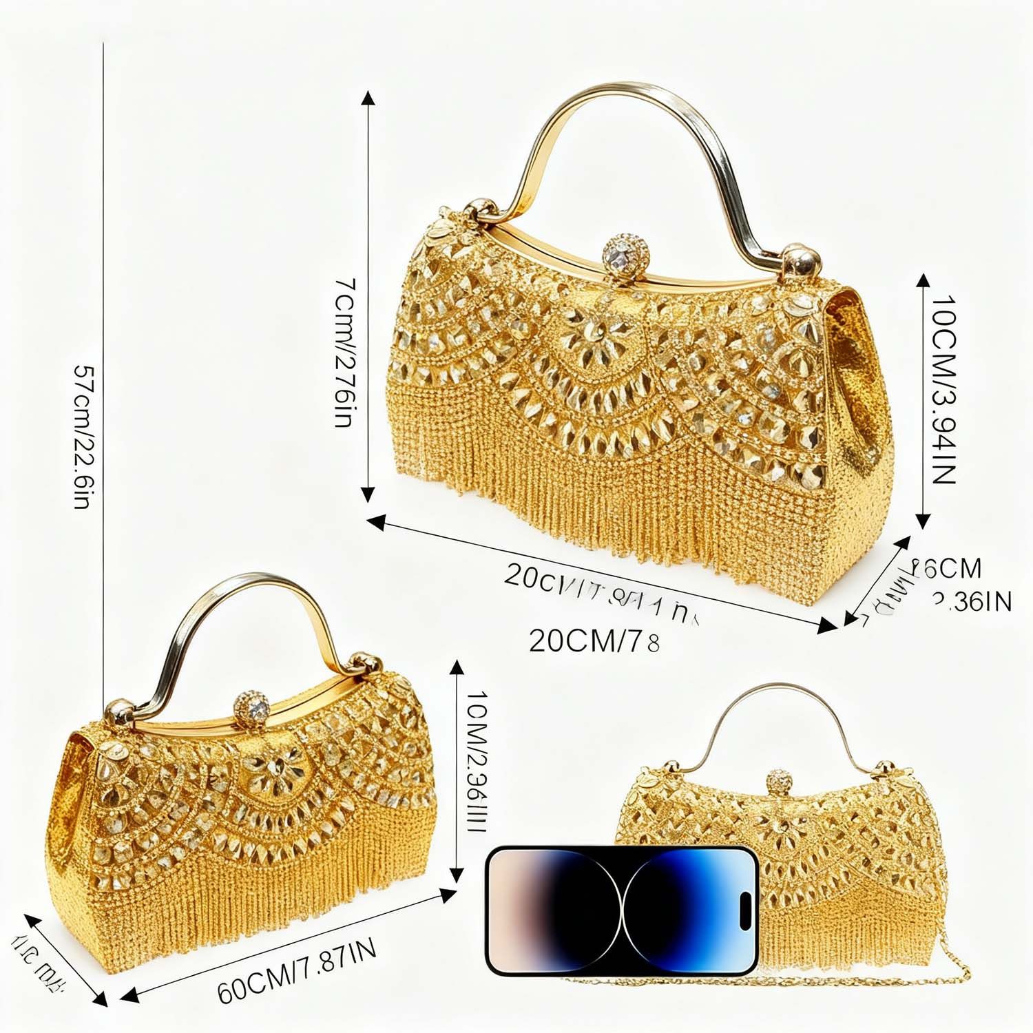 Zaewry Clutch Handtasche Abendtasche Brauttasche, Beuteltasche Damen – Bild 2 von 4