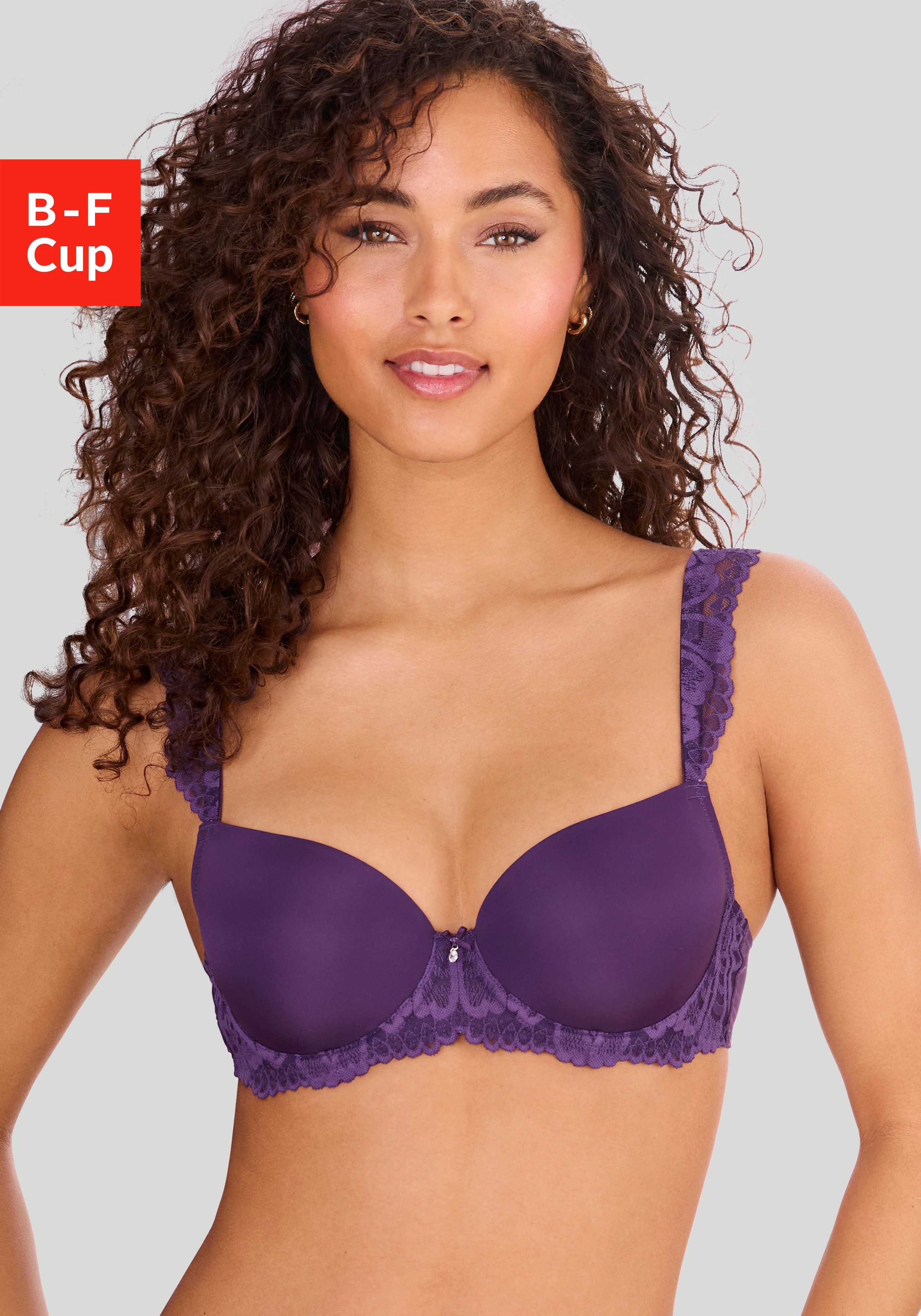 LASCANA Schalen-BH Flora mit wunderschönen Spitzenträgern und edlem Glitzeraccessoire, Dessous