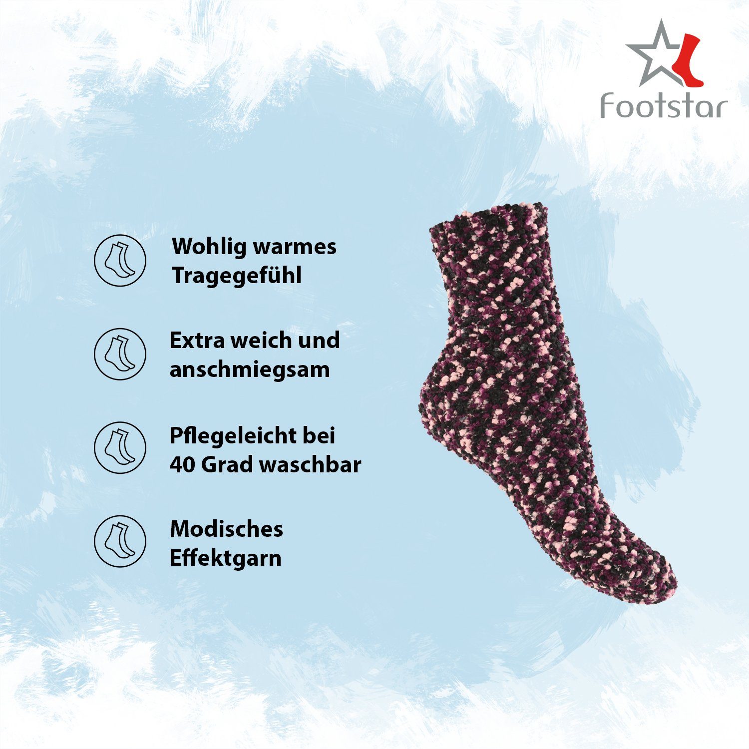 Footstar Kuschelsocken Plüschsocken für Damen & Herren Socken (6 Paar)