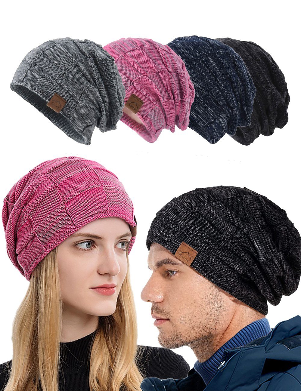 Alster  Herz Alster Herz Fleecemütze Damen Herren Strickmütze Winter, Beanie, A0355 mit Fleece gefüttert, warm und bequem, Unisex Grau