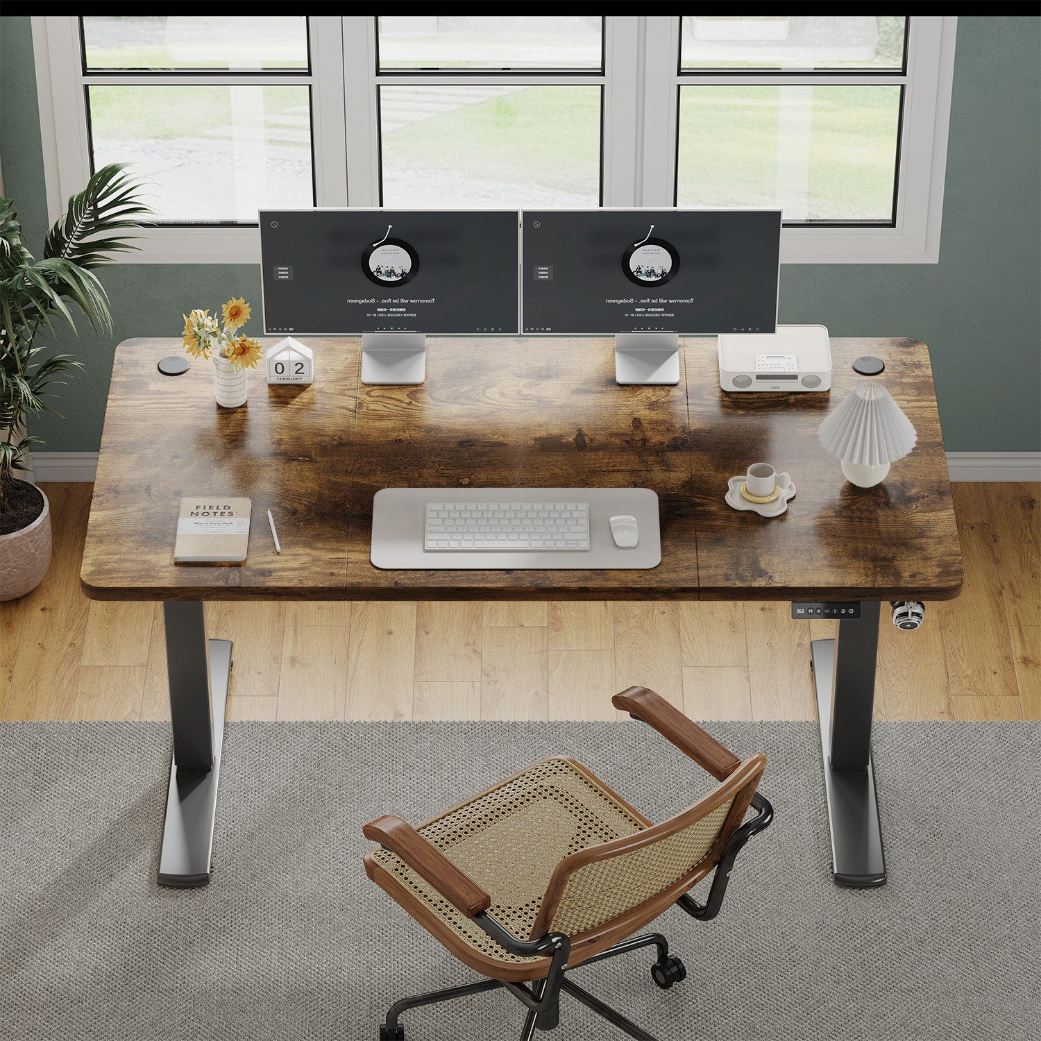Furnicopia Schreibtisch Höhenverstellbarer mit USB-Ladefunktion und Wecker-Erinnerung (2 Höheneinstellungen 5 Farben und 6 Größen fur eine Vielzahl von Arbeits- – Bild 3 von 5