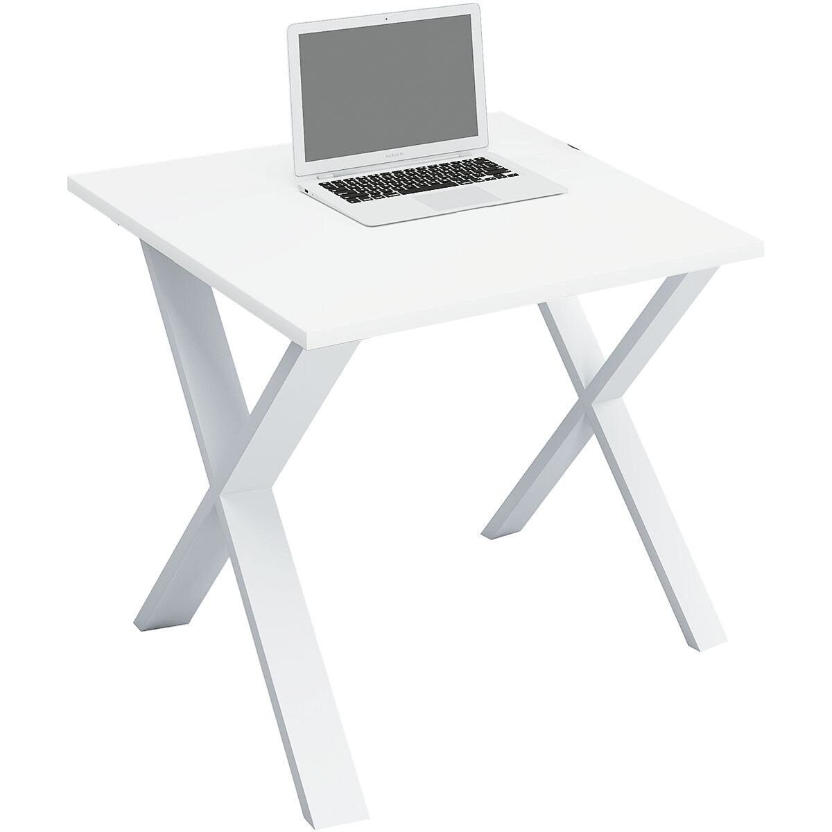 VCM Schreibtisch Lona, quadratisch, X-Fuß weiß/weiß | weiß