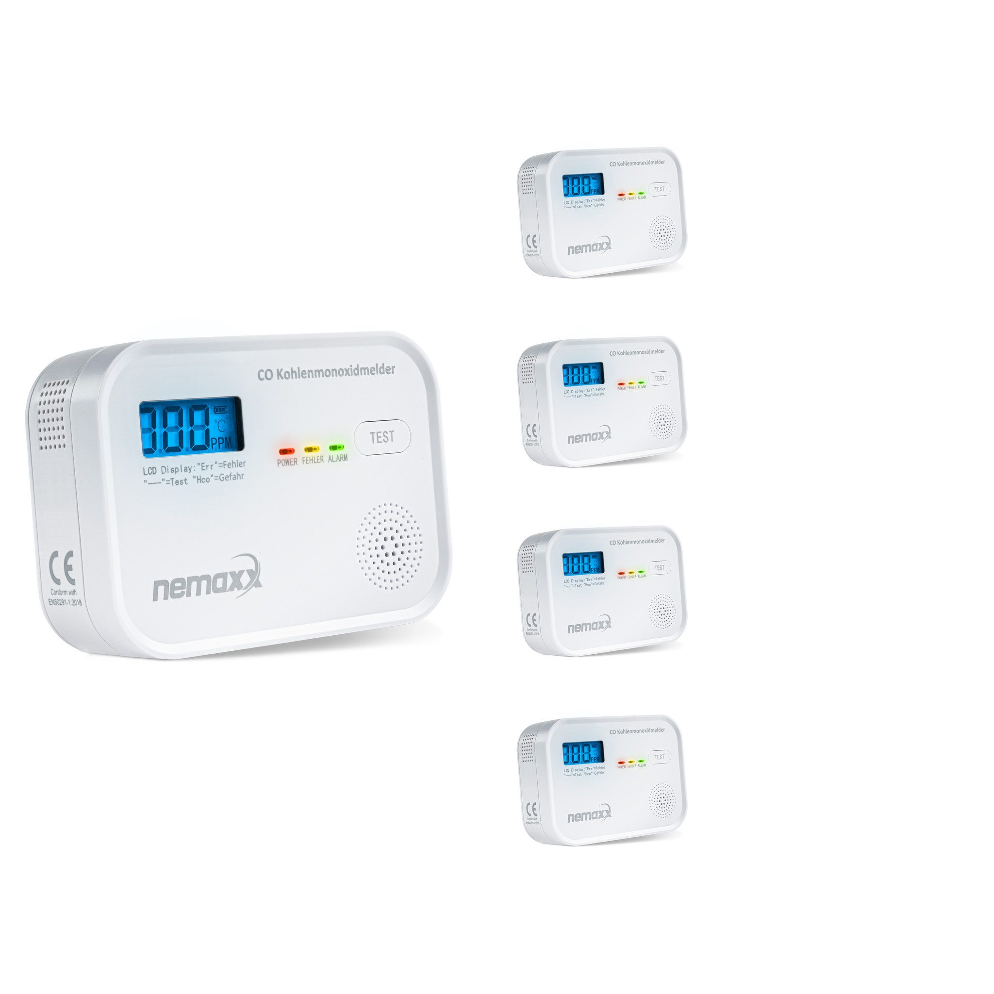 NEMAXX CM18 Kohlenmonoxid-Melder / CO-Warnmelder CO-Melder (Elektrochemischer Sensor/3x AA LR6-Batterien/10 Jahre Lebensdauer)
