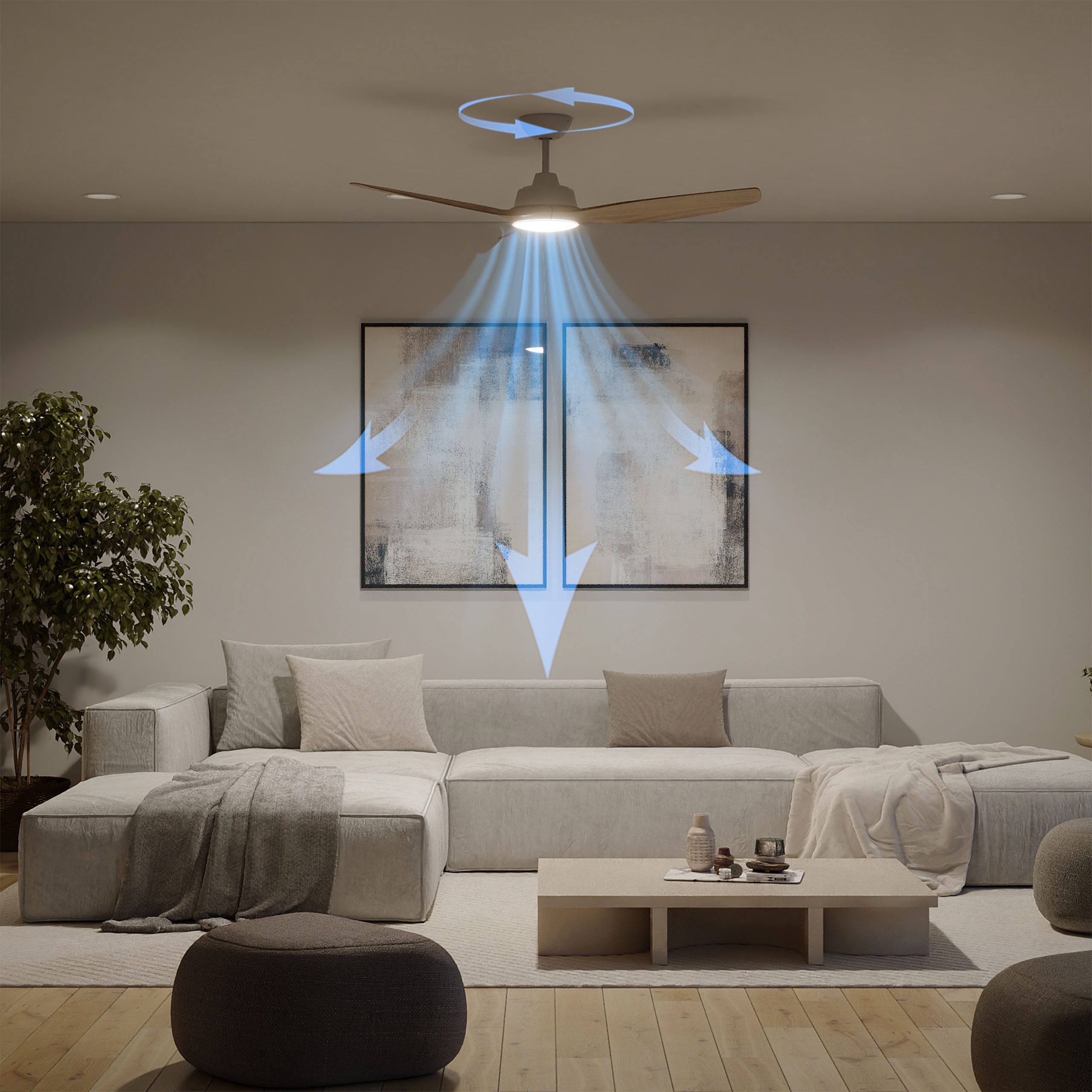 Philips LED Deckenleuchte Olas 24W DC-Ventilator 30W, fixe Rotorblätter, ⌀ 106cm, schwarz-braun, CCT - über Fernbedienung, Dimmer, Dimmfunktion, Ein-/Ausschalter, Farbsteuerung, Fernbedienung, Infrarot inkl., Memoryfunktion, Ventilatorfunktion, dimmbar über Fernbedienung, mehrere Helligkeitsstufen, LED fest integriert, warmweiß - kaltweiß, 3000-6500 Kelvin, dimmbar mit Fernbedienung, 2650 Lumen