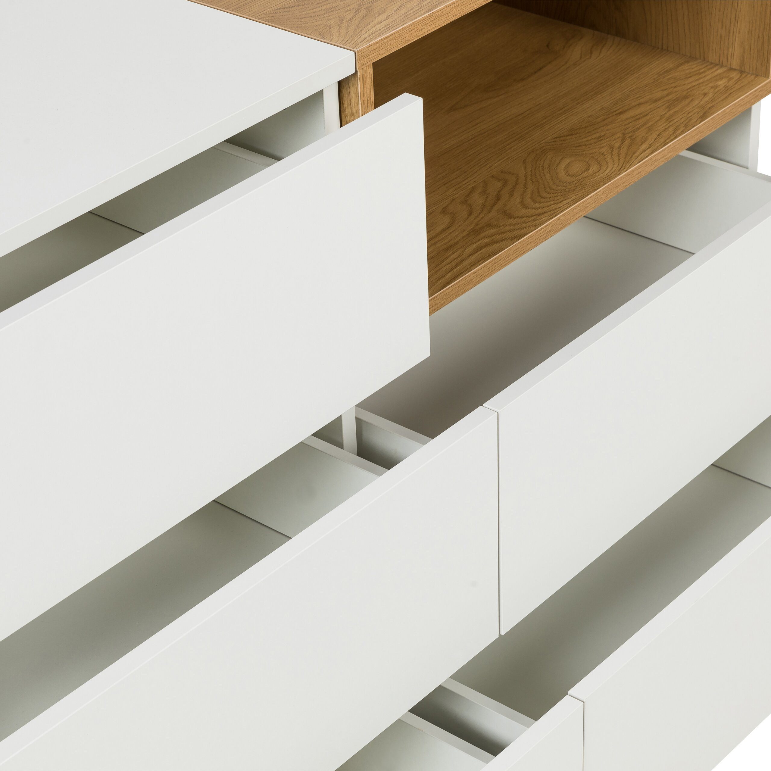 hjh LIVING Sideboard MELMO S Kommode H/B/T: 76.0 x 120.0 x 40.0 cm, Kommode mit fünf Schubladen und einem offenen Fach, griffloses Design