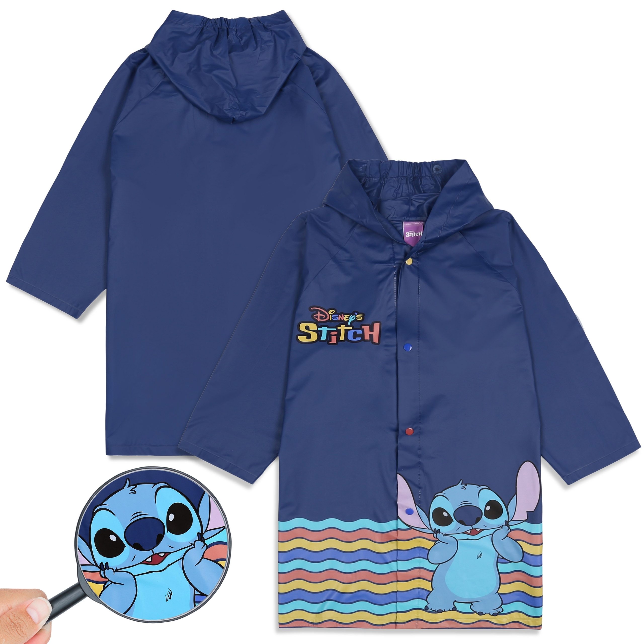 Regenmantel DISNEY Stitch Regenmantel für Jungen mit Kapuze – Marineblau