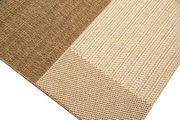 Outdoorteppich Teppich Modern Flachgewebe Kariert Sisal Optik Küchenteppich Küchenläufer Karo Design Braun Beige, Teppich-Traum, rechteckig, Höhe: 5 mm