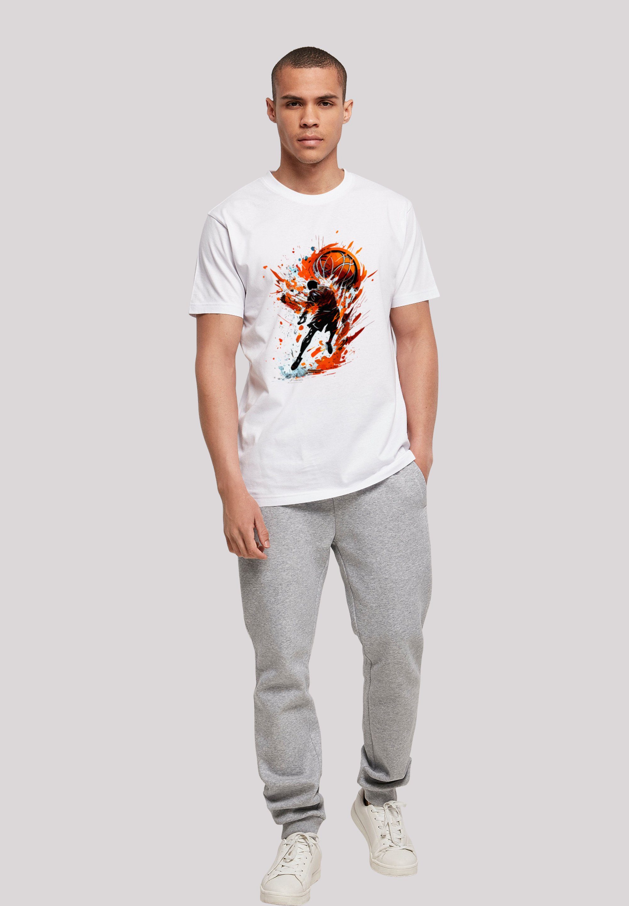 F4NT4STIC T-Shirt Sport Print UNISEX weiß Basketball Splash