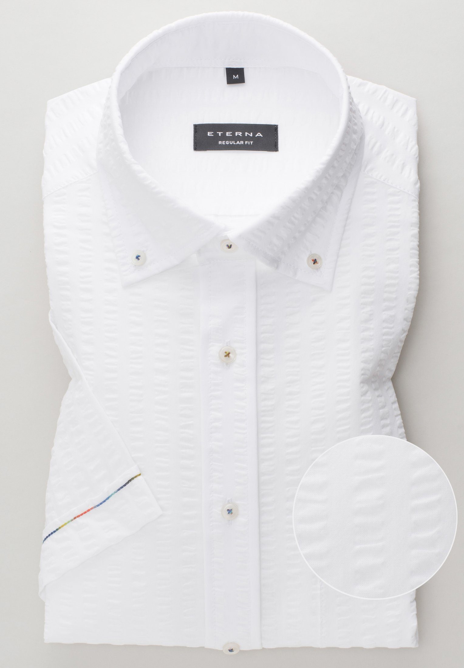 Eterna Klassische Bluse ETERNA REGULAR FIT Kurzarm Hemd weiß seersucker 2480-02-WS8B