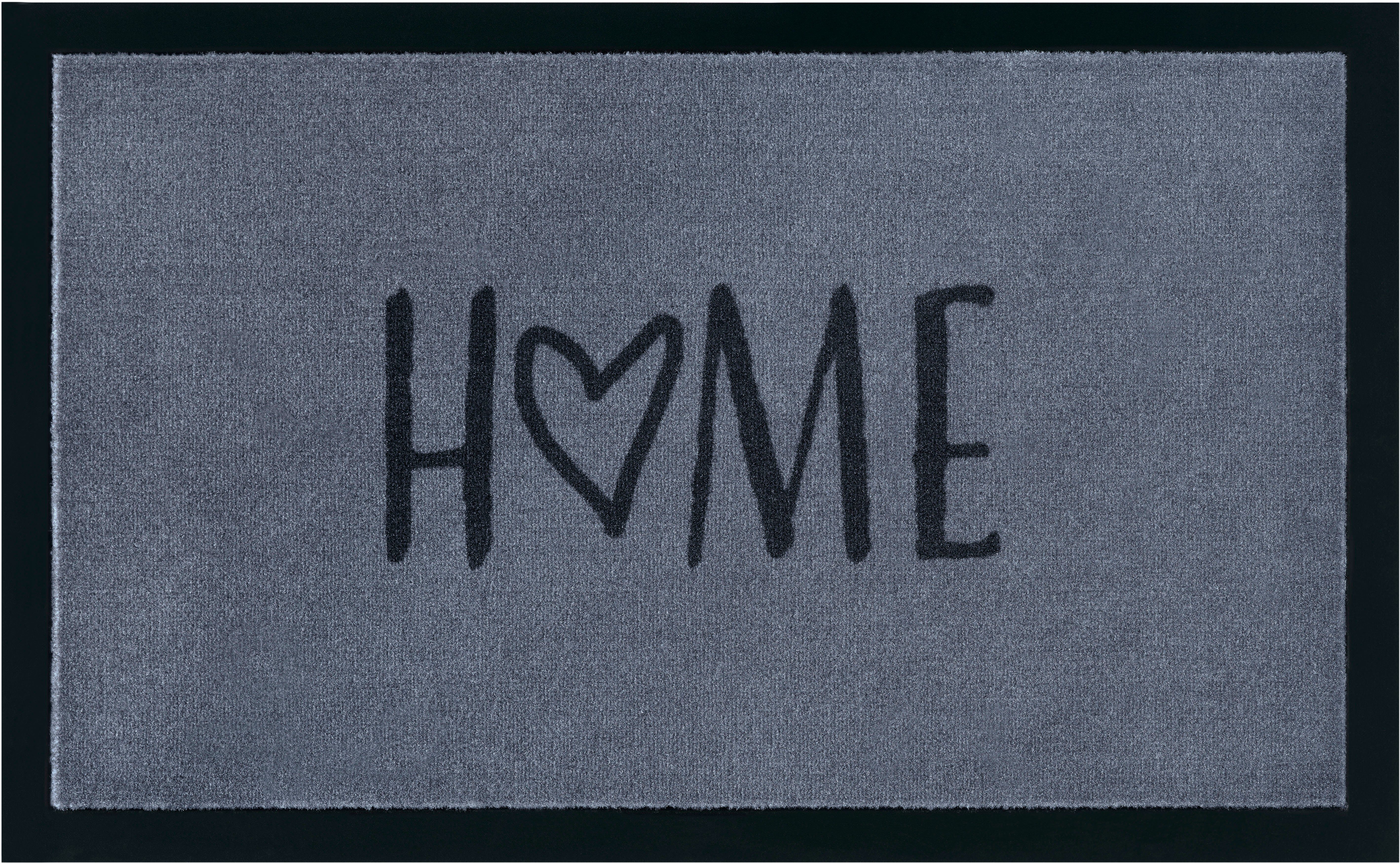 Fußmatte Magne, my home, rechteckig, Höhe: 5 mm, mit Spruch, Schrift Design, waschbar, robust, pflegeleicht, rutschfest anthrazit/grau | Flachgewebe-Teppiche