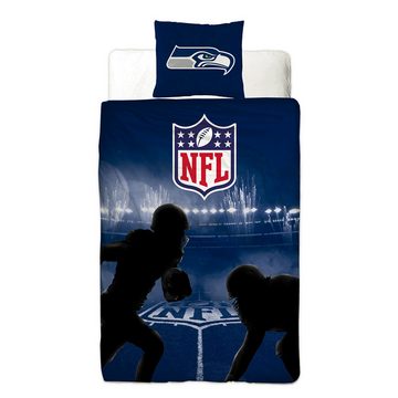 Wendebettwäsche NFL American Football Bettwäsche Seattle Seahawks Linon / Renforcé, BERONAGE, 100% Baumwolle, 2 teilig, 135x200 + 80x80 cm