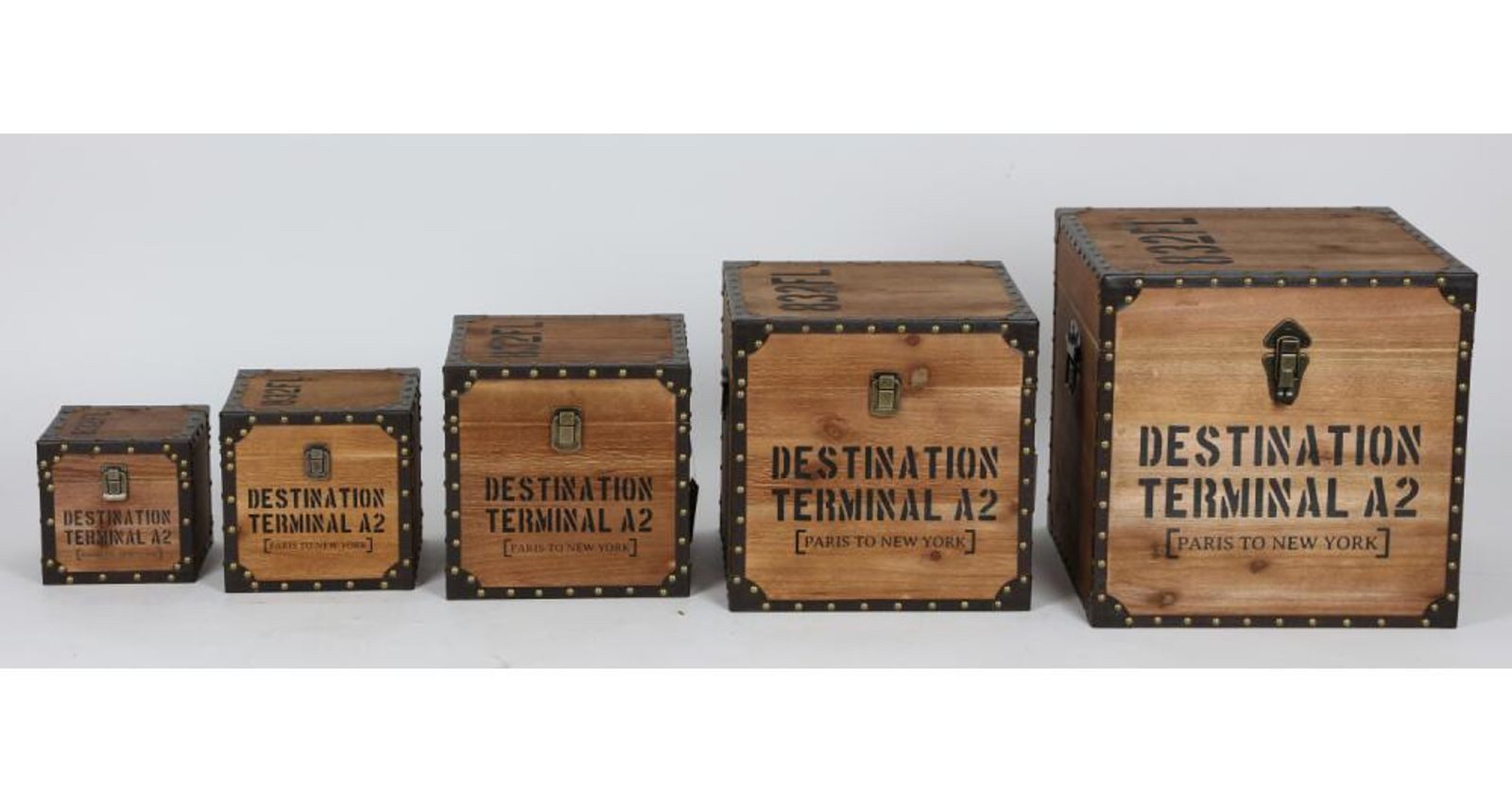 BURI Aufbewahrungsbox 5 Stück Holzkisten Würfel Set 5 Größen Kisten mit Deckel Boxen 16-38cm