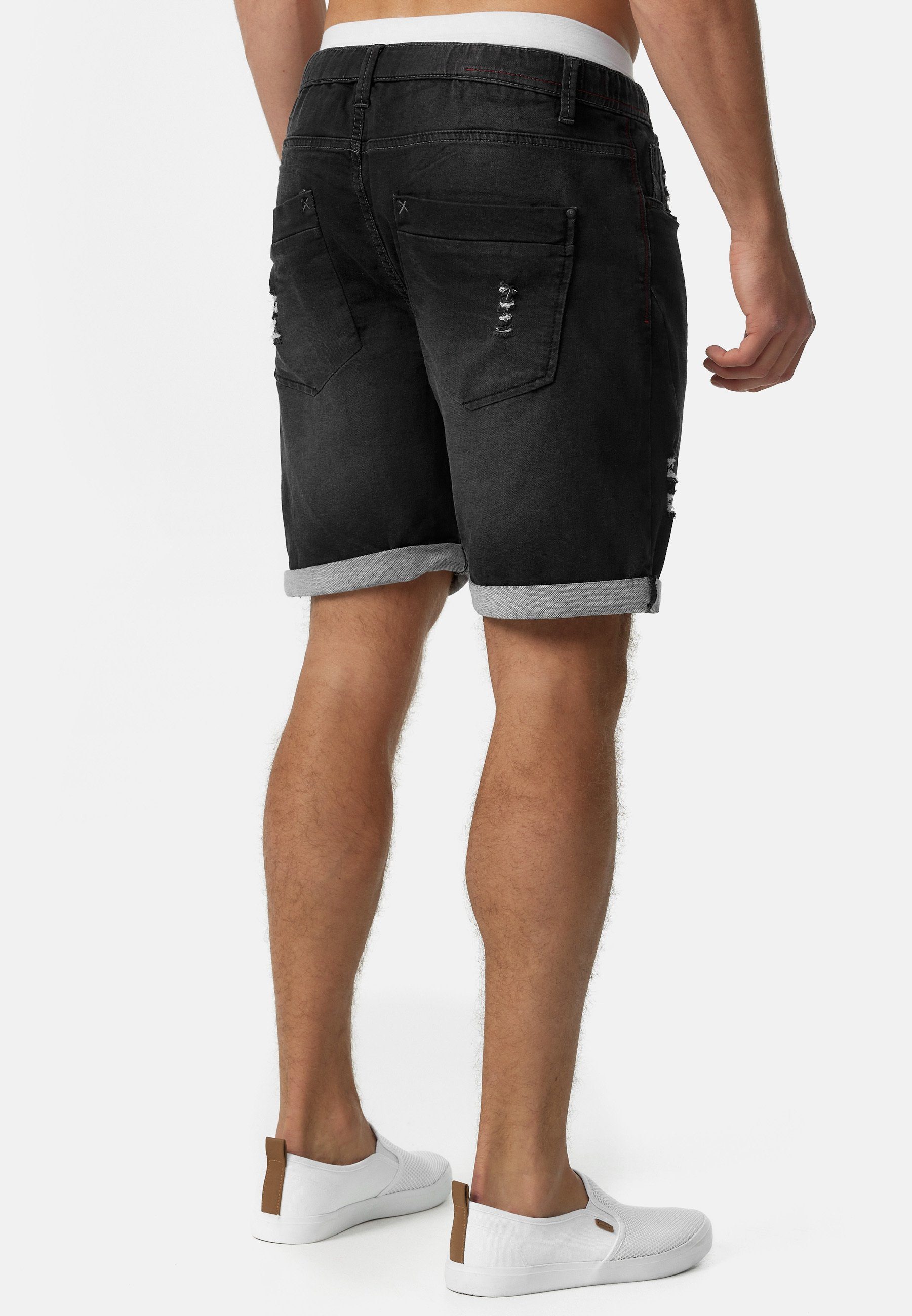 Indicode Sweatshorts Herren Piano Sweat Shorts Herrenshorts Trendige Herren Jogger Denim Shorts
