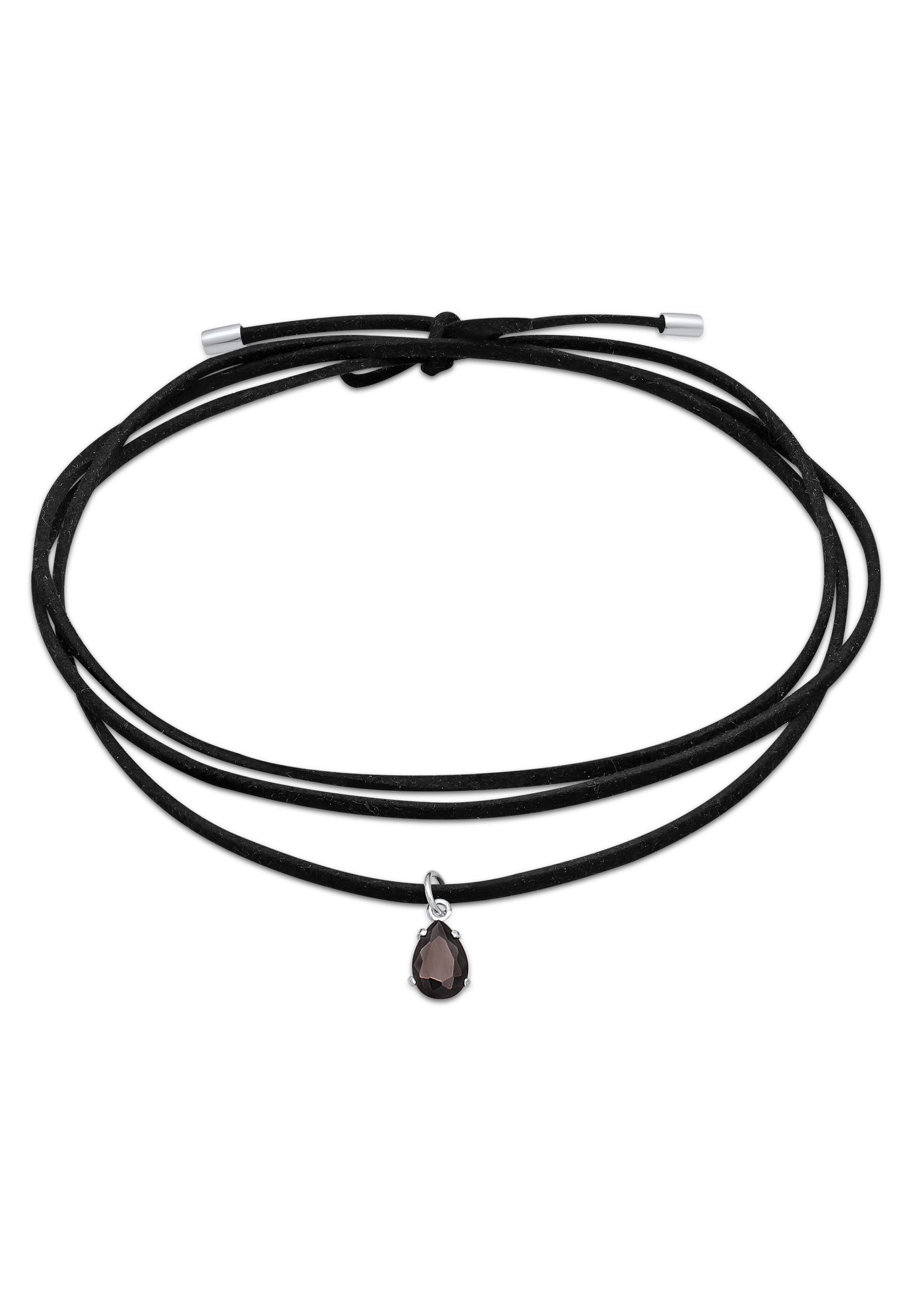 Elli Choker Kunstleder Choker Zirkonia Tropfen Anhänger 925 Silber