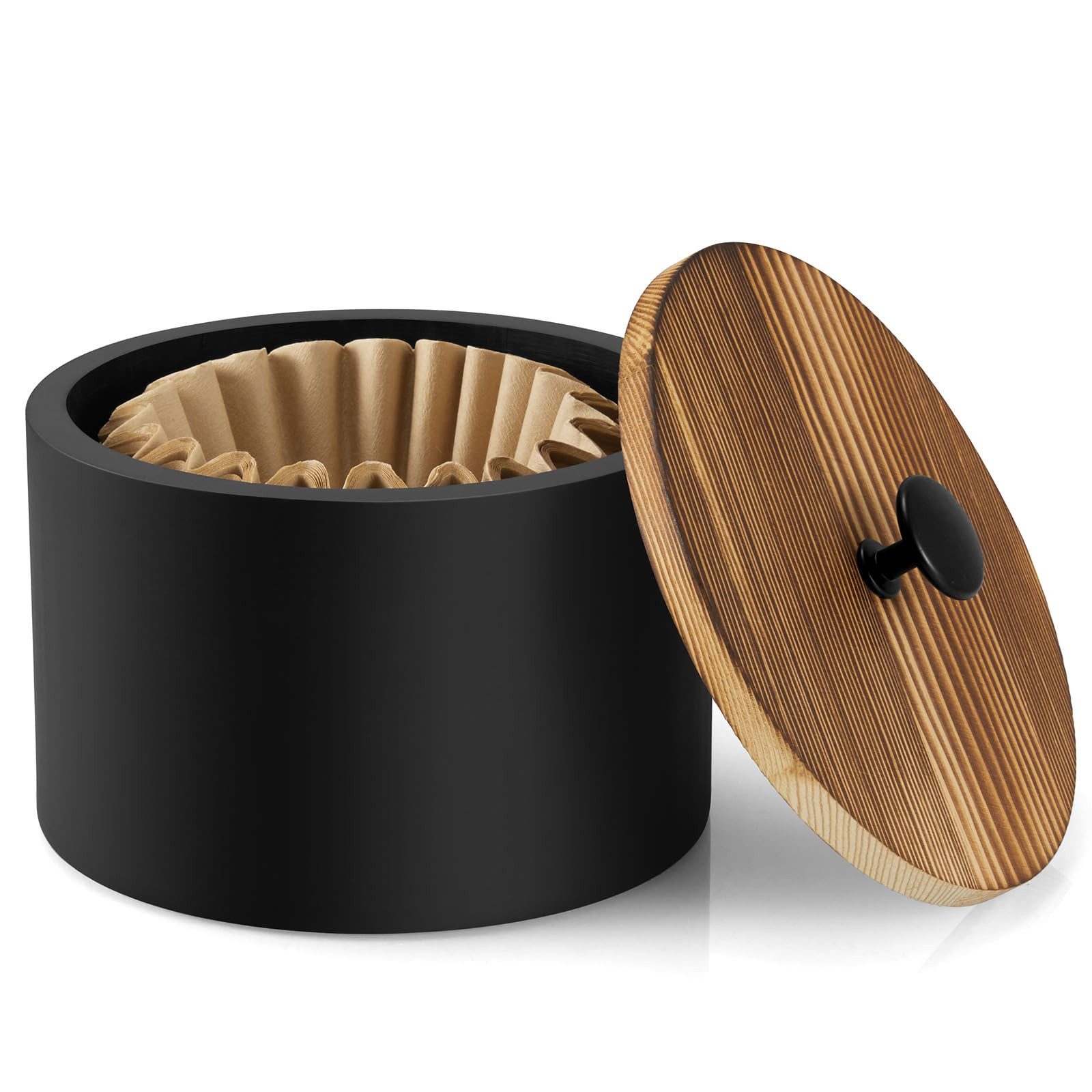 SURFOU Papierfilter Kaffeefilterhalter aus Holz für Kaffeestation und Küche, Holz, Zubehör für Kaffeefilter - Kegel- & Korbfilter, Auch für Kaffeepads geeignet, Kaffeefilterbox, Kaffeefilter-Aufbewahrungsbox, Filterpapierhalter, Kaffee Bar Zubehör, Staubg