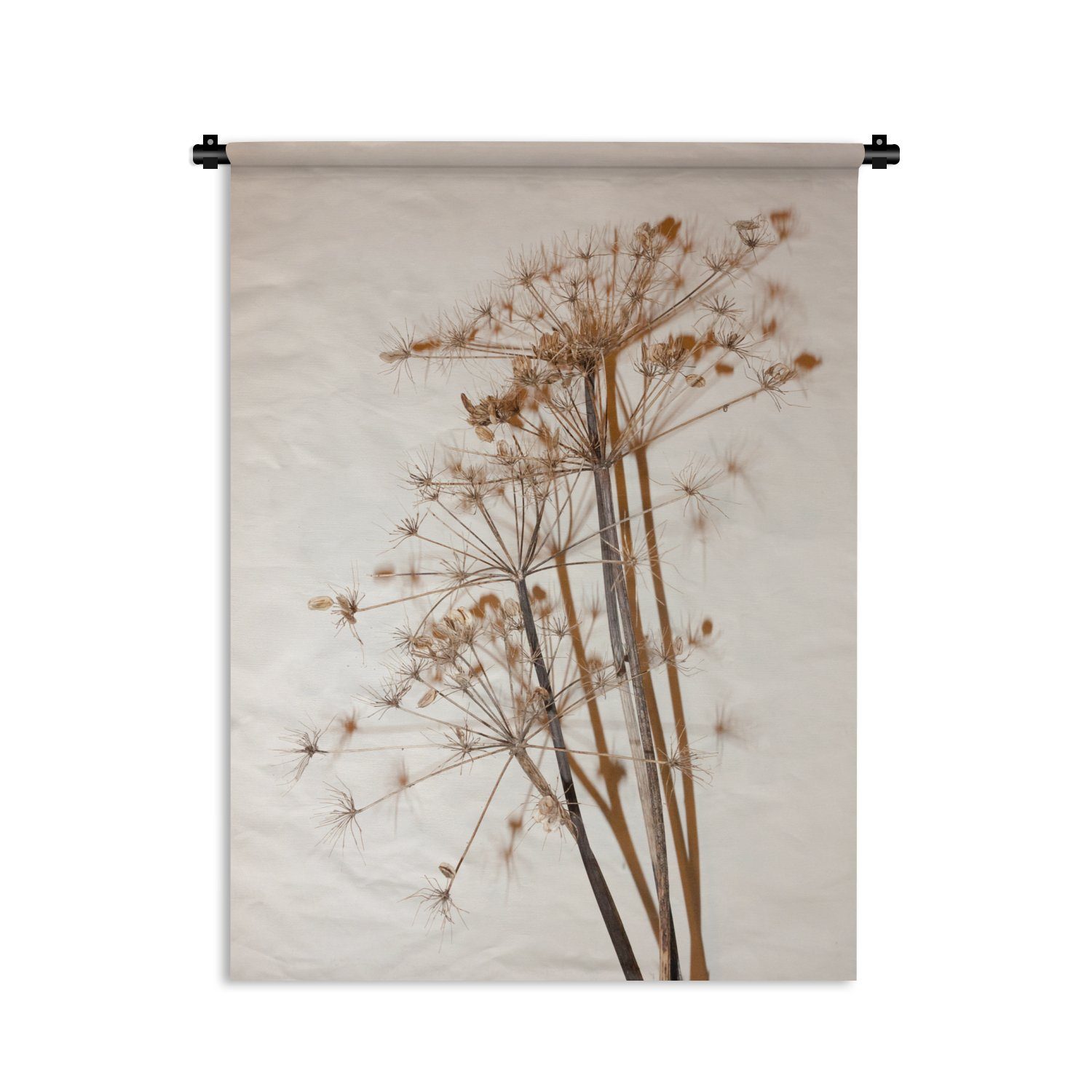 Stillleben - Getrocknete Pflanzen MuchoWow - an der Wand, Wohnzimmer, Deko Tapisserie, - Weiß Schlafzimmer Wanddekoobjekt für - Blumen, Blumen