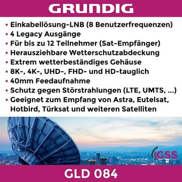GSS GLD 084 SCR LNB 4 Legacy + 8 Teilnehmer Unicable Universal-Quad-LNB (Einkabel LNB Digital, Full HD, 4K, 8K + Aufdrehhilfe)