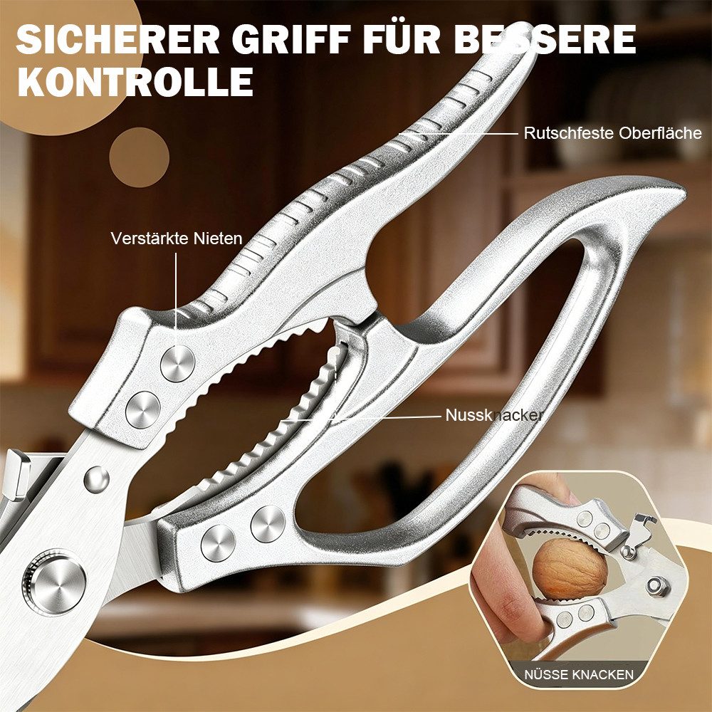 AFKSMILE Geflügelschere Geflügelschere Profi Küchenschere, Fleischschere Scharf Knochenschere, Hähnchenschere für Geflügel, Fleisch, Fisch, Gemüse und Meeresfrüchte