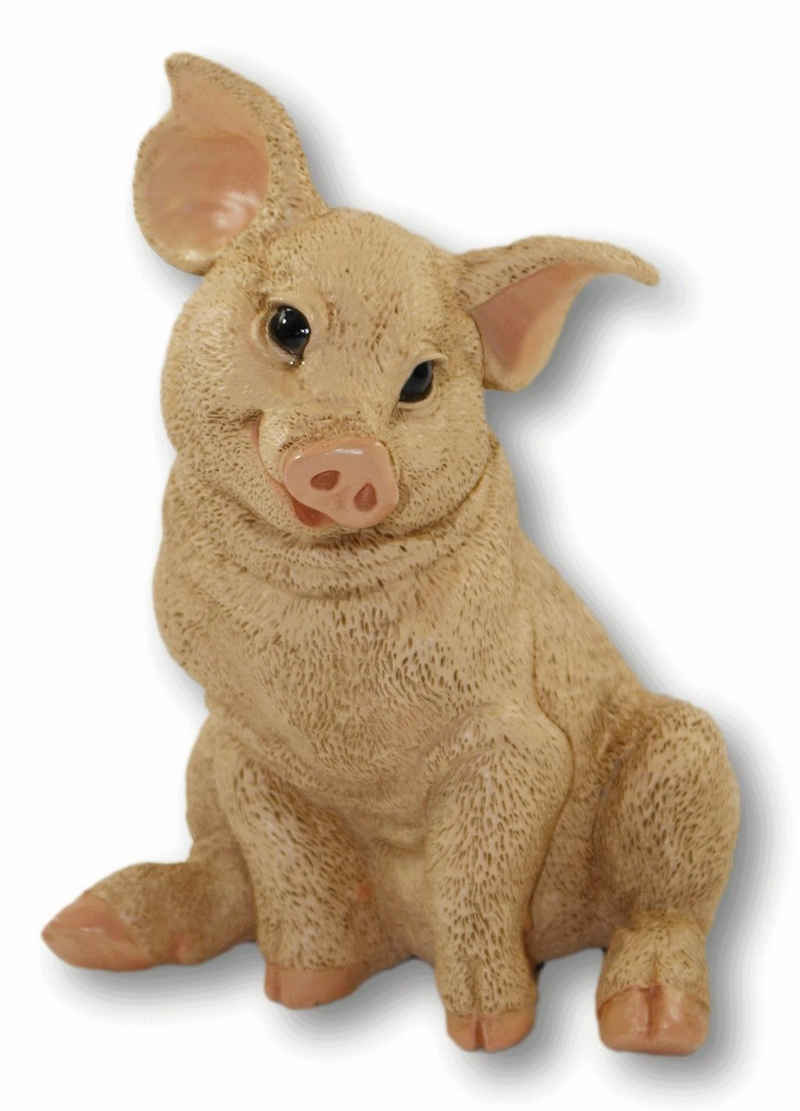 Castagna Tierfigur Dekofigur Tierfigur Schwein Ferkel Schweinchen sitzend natur Kollektion Castagna aus Resin H 22 cm