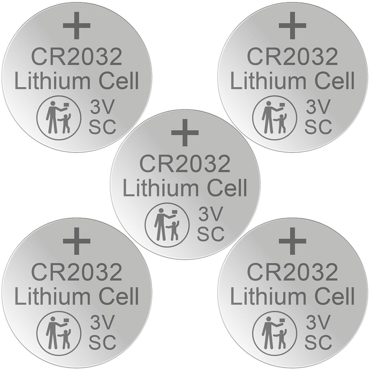 XCell CR2032 3V Lithium-Knopfzellen (220mAh) Knopfzelle, (5 St), für Autoschlüssel, Uhren & Waagen