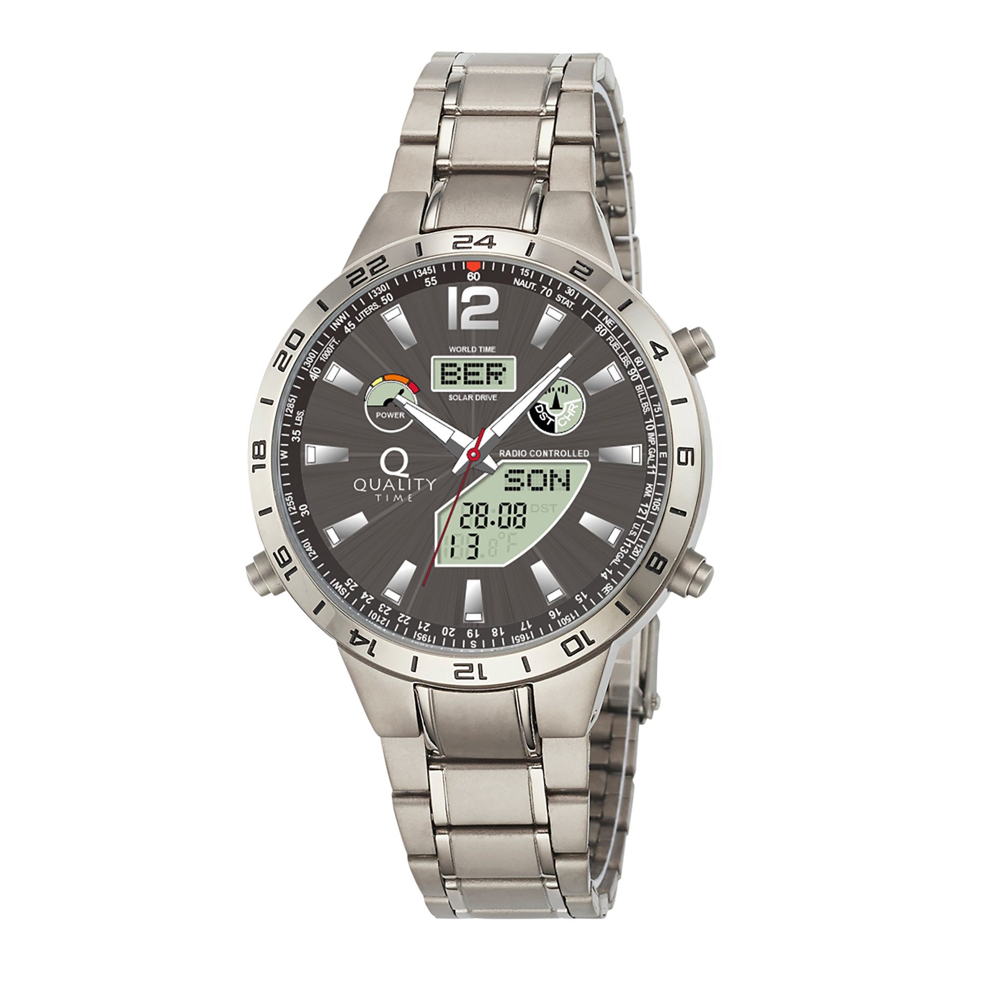 QUALITY TIME Funk-Multifunktionsuhr QGT-11365-56M, Armbanduhr, Solar, Herre günstig online kaufen