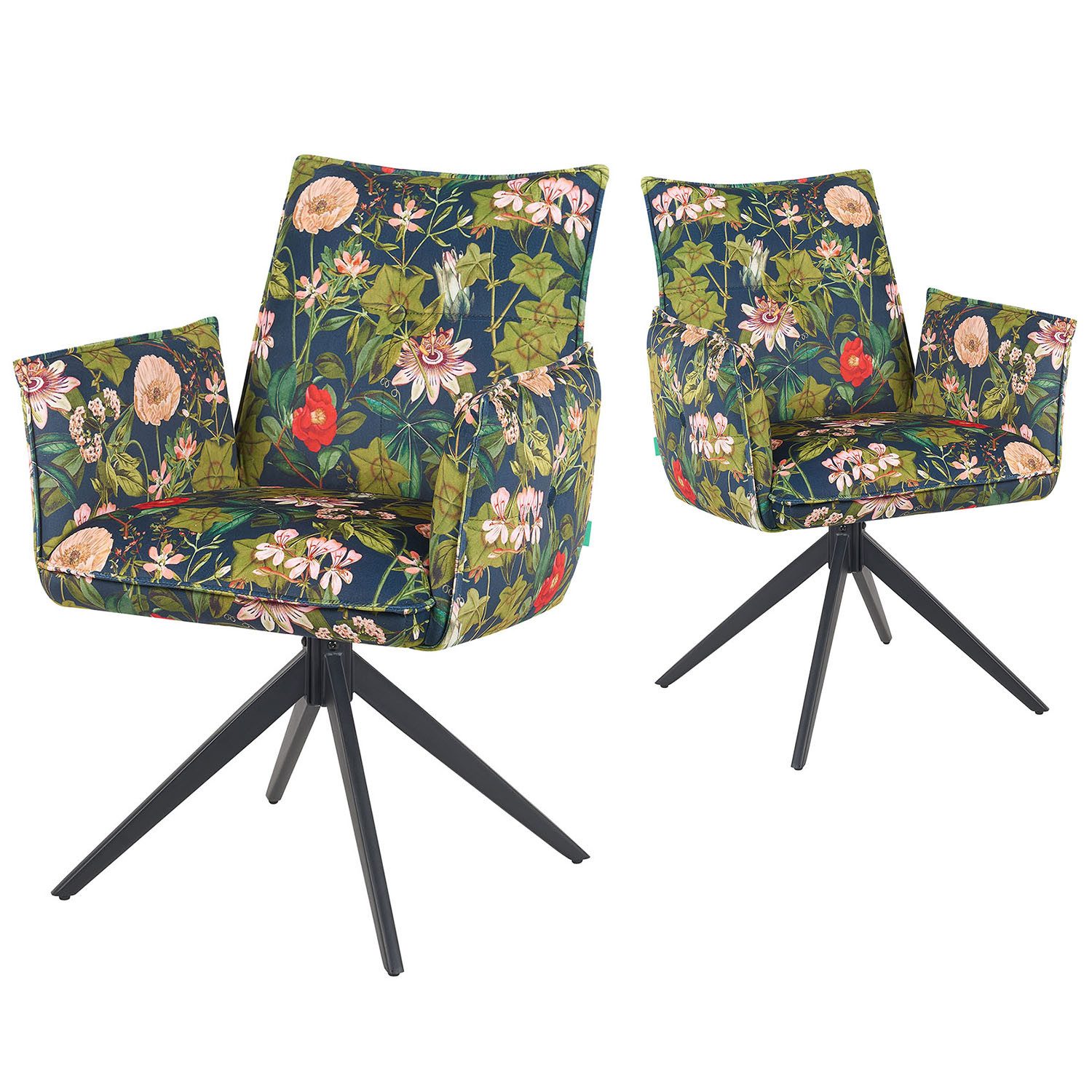 DUBI Möbel Drehstuhl Mika-Nina 2er-Set, Federkern, pulverbeschichtet, 360° drehbar im 2er-Set