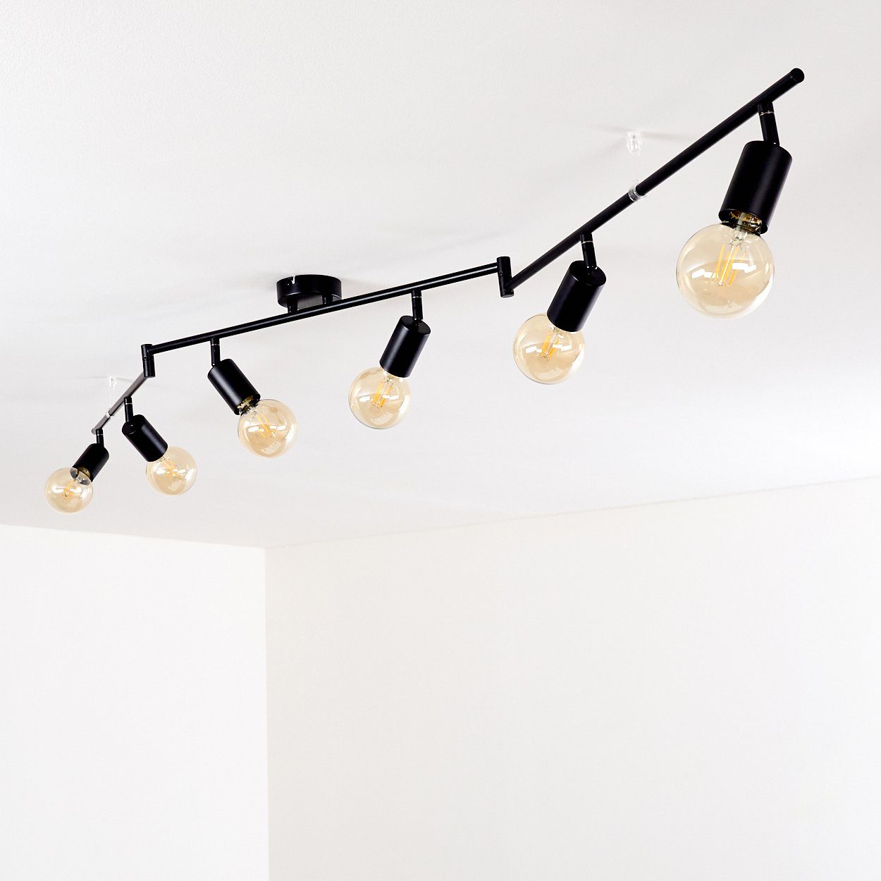 hofstein Deckenleuchte »Agnino« Deckenlampe aus Metall in Schwarz, ohne Leuchtmittel, mit verstellbaren Strahlern, 6xE27, Spot im Retro/Vintage Design – Bild 4 von 5