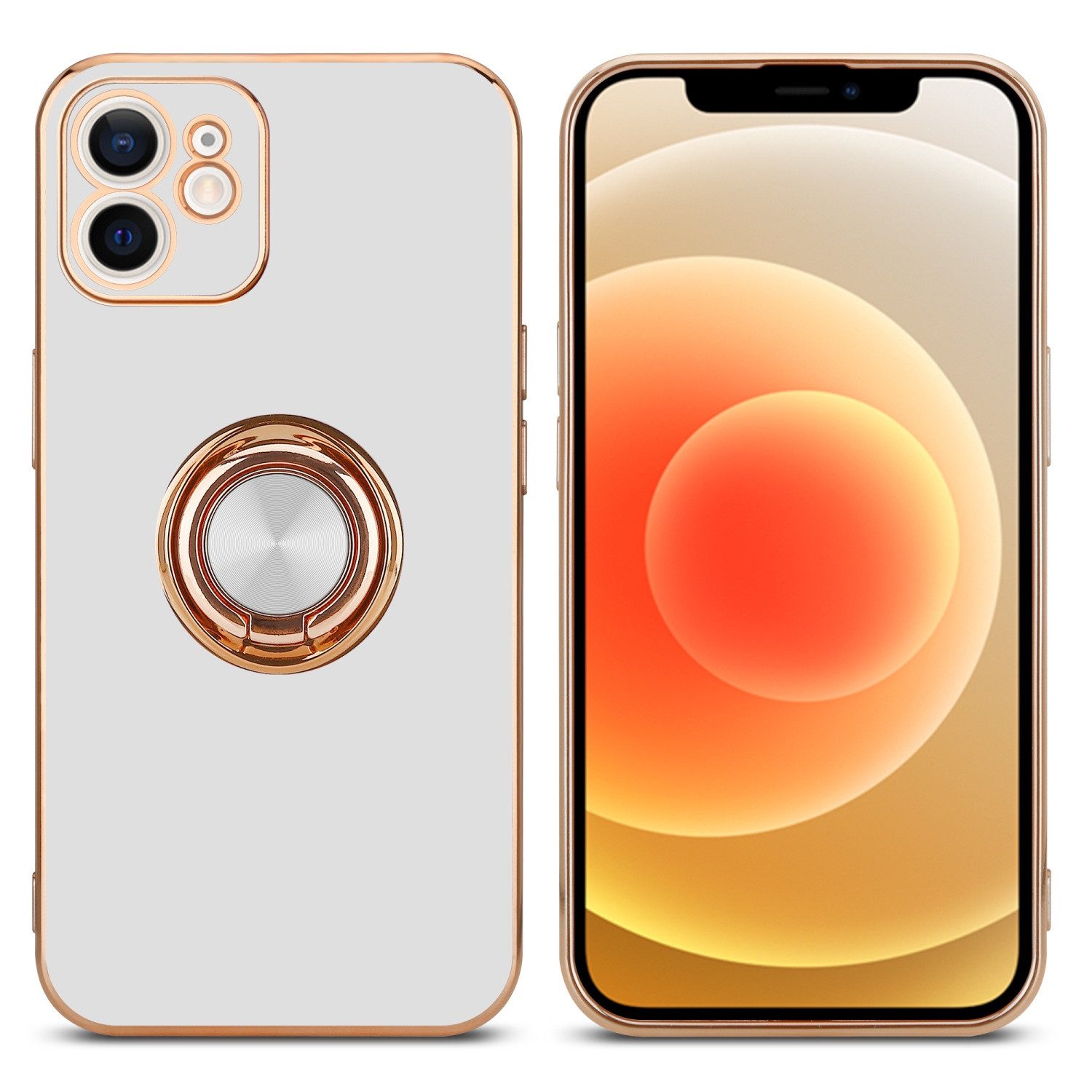 Cadorabo Handyhülle für iPhone 11 Hülle Apple iPhone 11, Schutzhülle - TPU Silikon Hülle - mit Kameraschutz und Ring