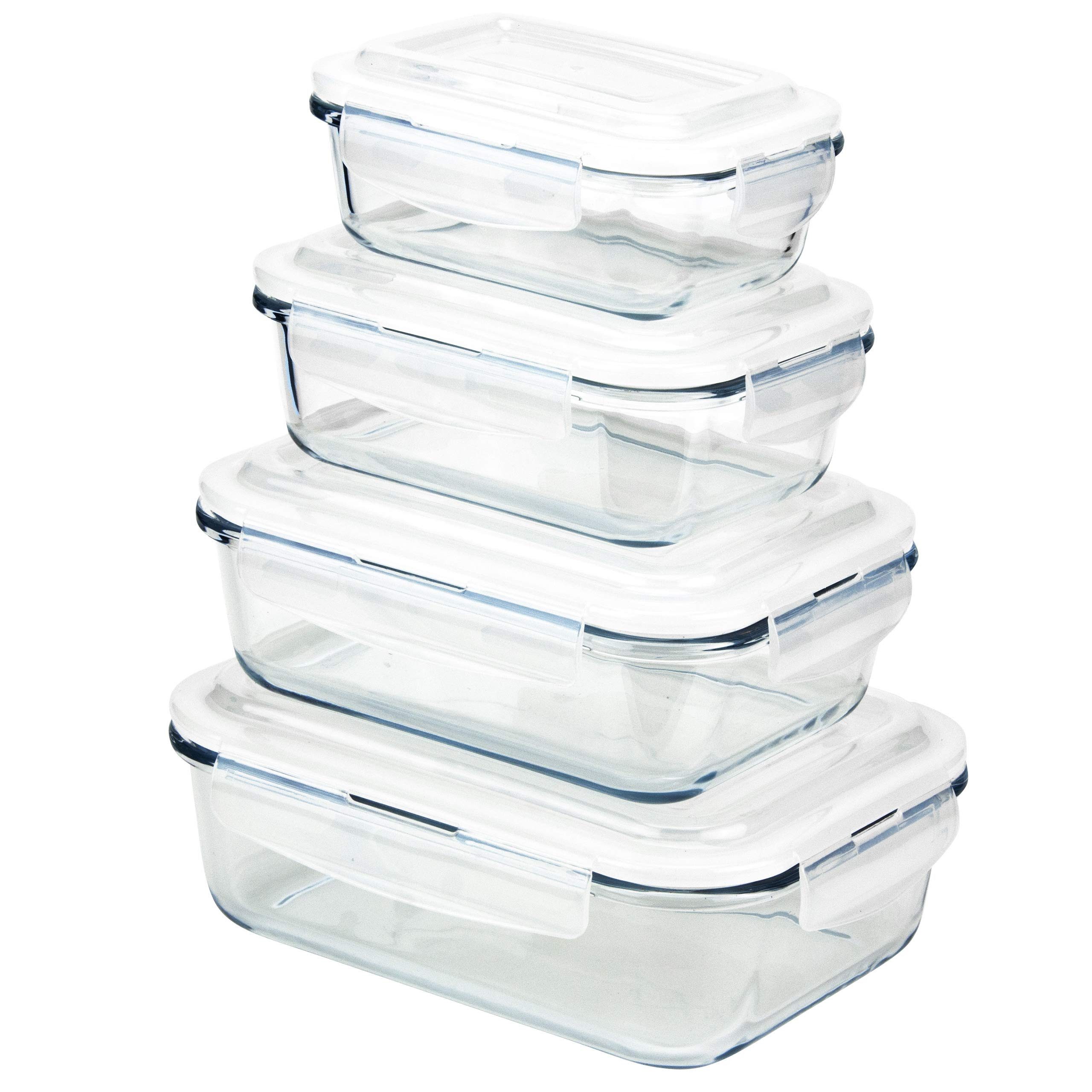 Frischhaltedose Glas Vorratsdosen 4er Set rechteckig mit Deckel