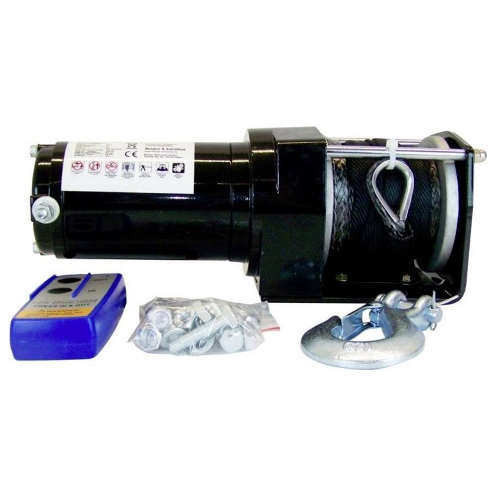 Berger & Schröter Seilwinde Seilwinde 12 V 2700 kg Synthetikseil 31778, Funk-Fernbedienung