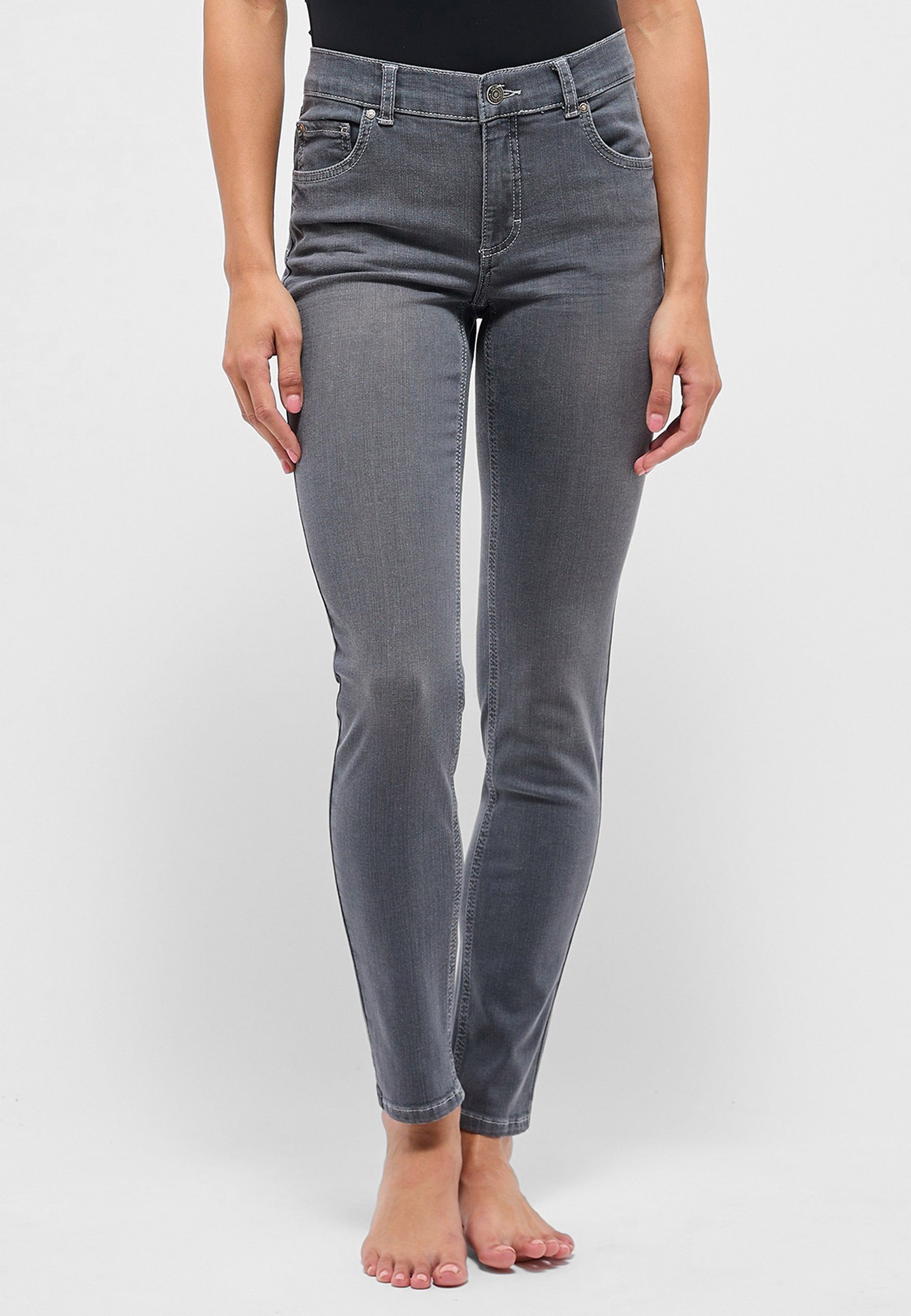 grau Slim-fit-Jeans authentischem Denim Label-Applikationen Jeans Skinny mit ANGELS mit