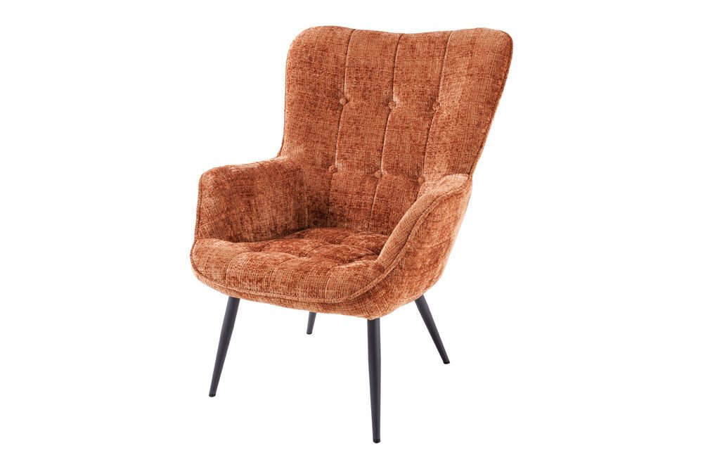 riess-ambiente Sessel SCANDINAVIA rostbraun/schwarz - Chenille Cremona, Metall, mit Armlehne (Einzelartikel, 1-St), gepolsteter Lesesessel - ideal für Wohn-, Gäste- & Schlafzimmer